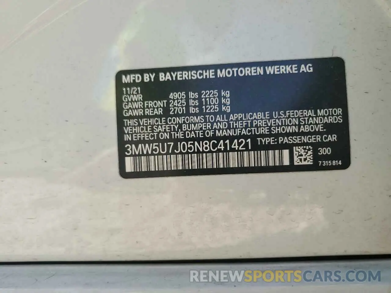 12 Photograph of a damaged car 3MW5U7J05N8C41421 BMW M3 2022