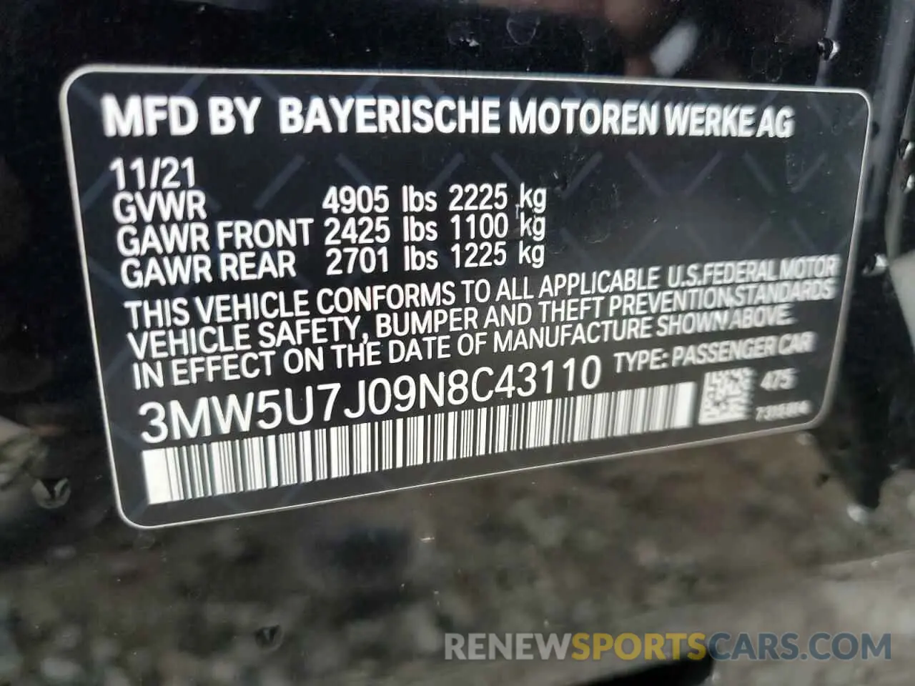 13 Photograph of a damaged car 3MW5U7J09N8C43110 BMW M3 2022