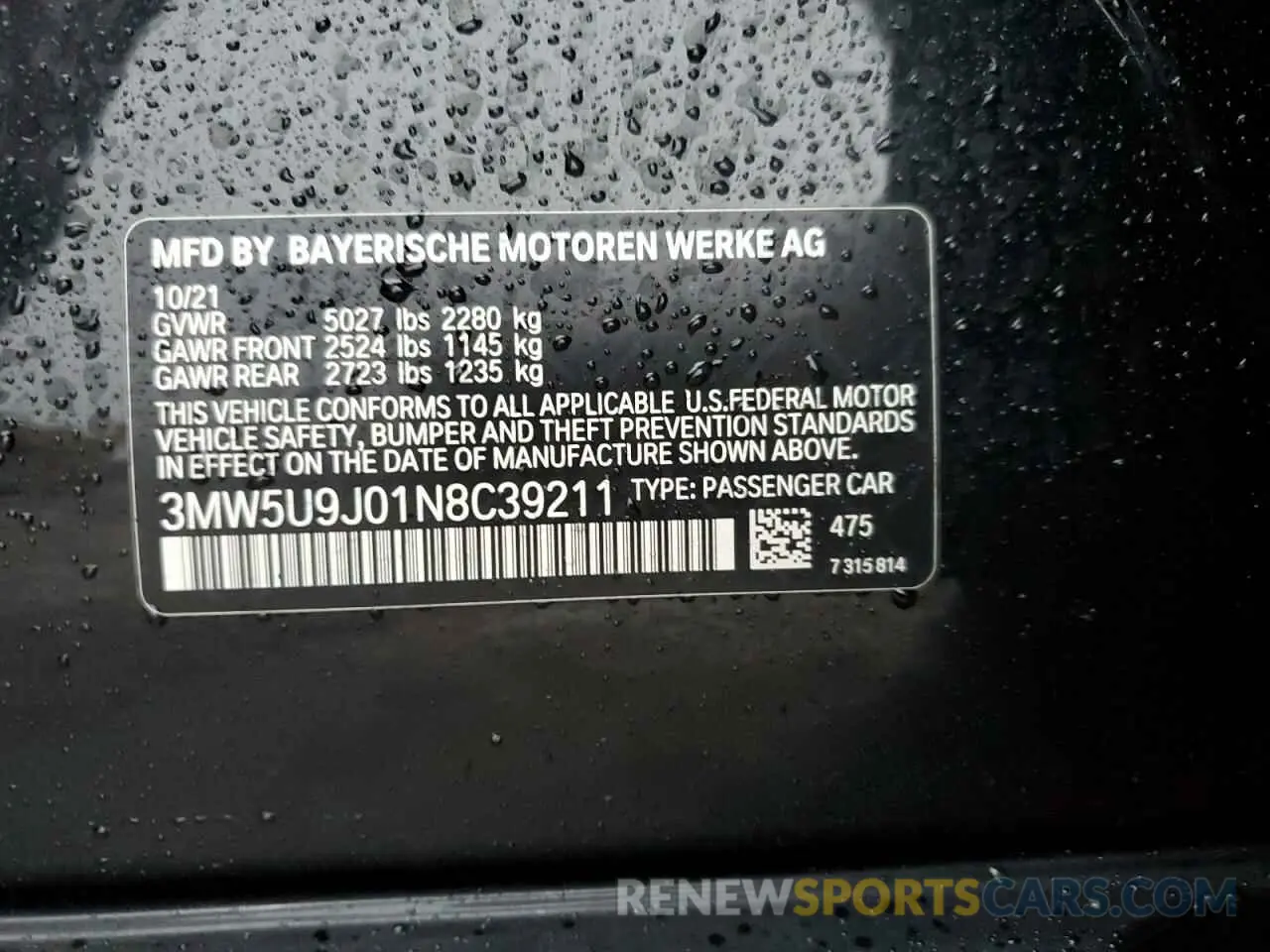 12 Photograph of a damaged car 3MW5U9J01N8C39211 BMW M3 2022