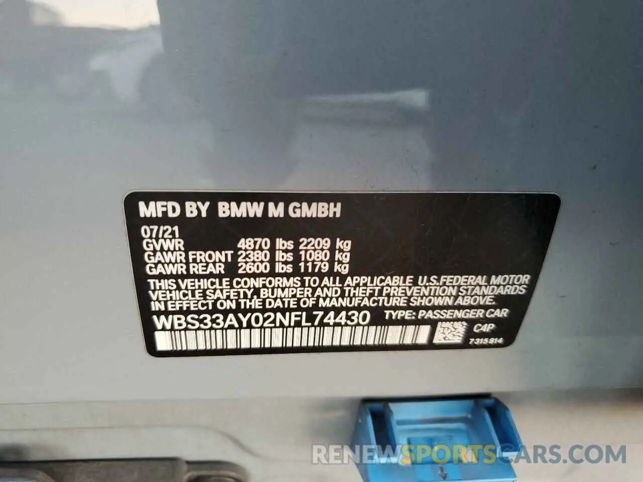 12 Photograph of a damaged car WBS33AY02NFL74430 BMW M3 2022