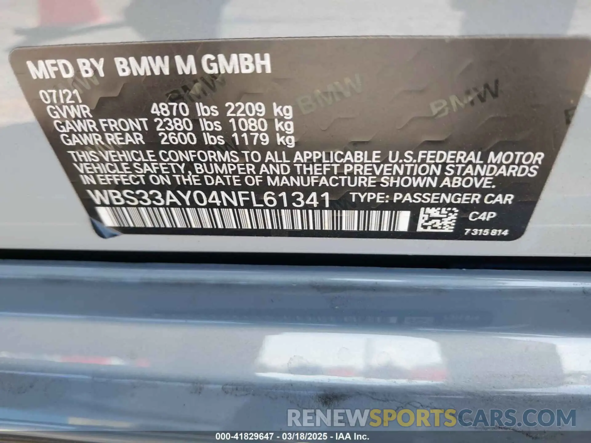 9 Photograph of a damaged car WBS33AY04NFL61341 BMW M3 2022