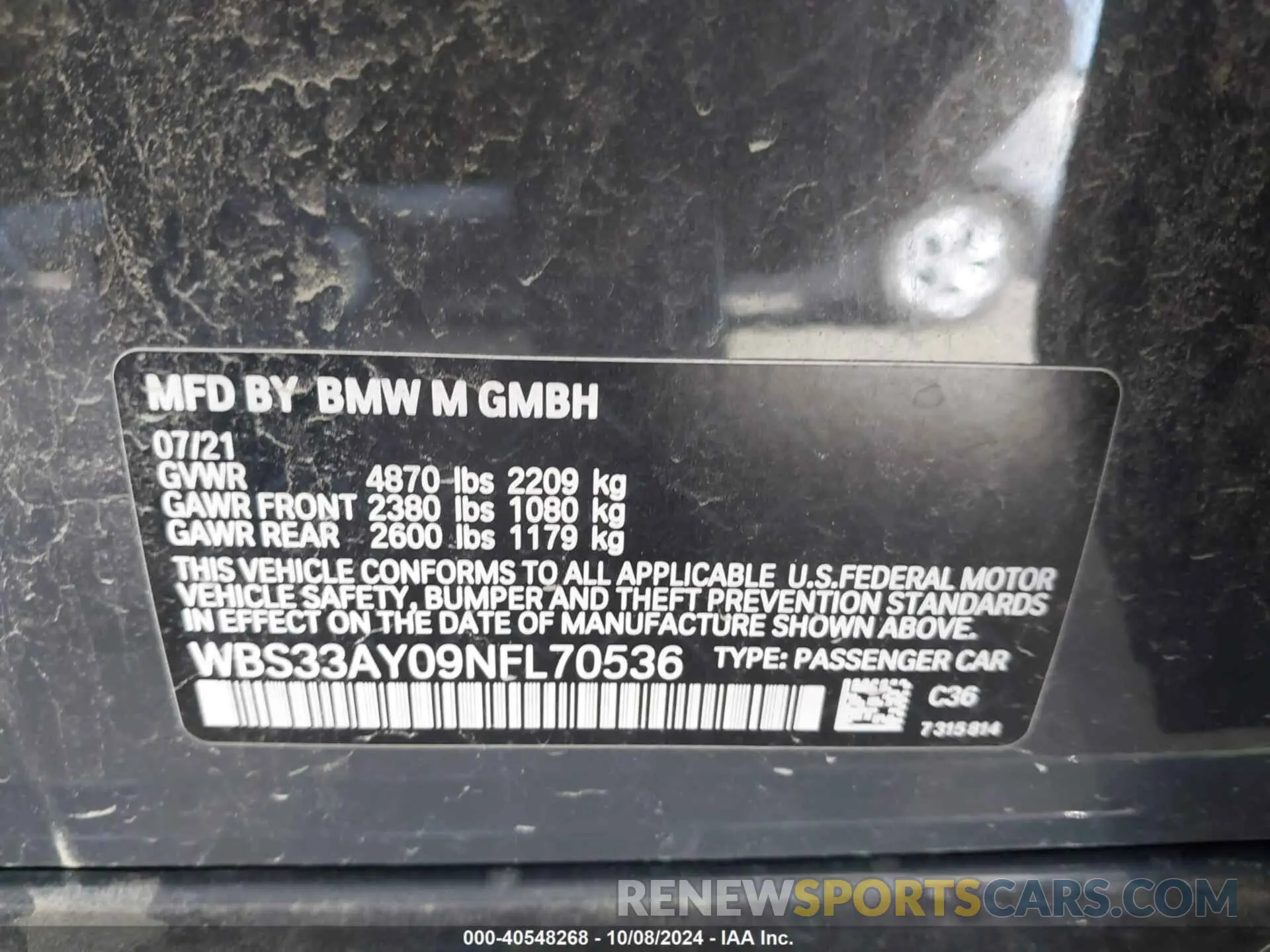 9 Photograph of a damaged car WBS33AY09NFL70536 BMW M3 2022