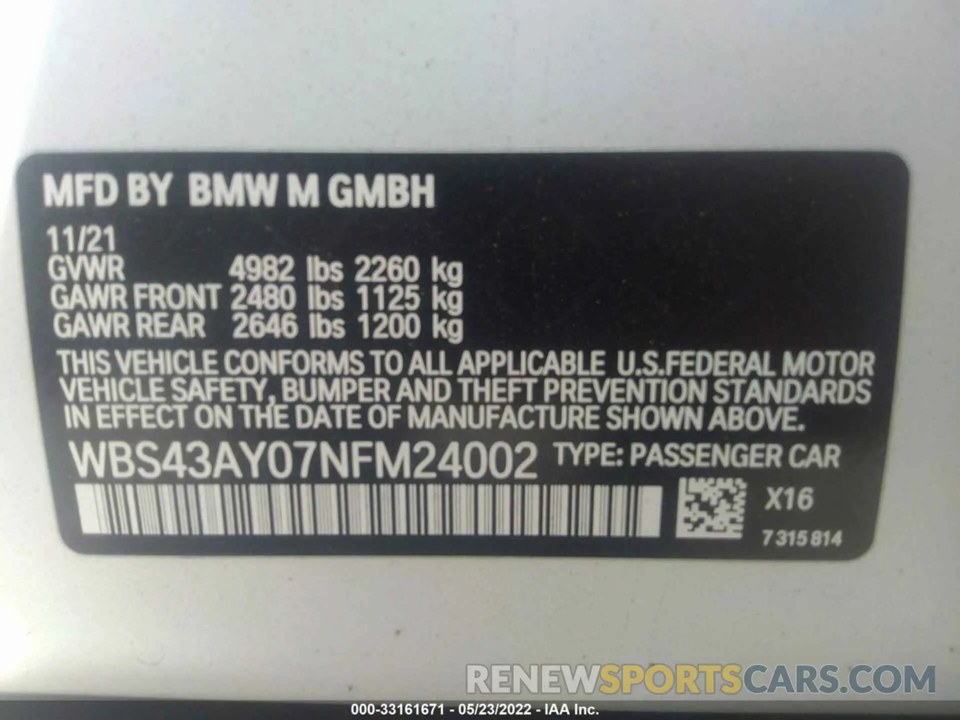 9 Photograph of a damaged car WBS43AY07NFM24002 BMW M3 2022