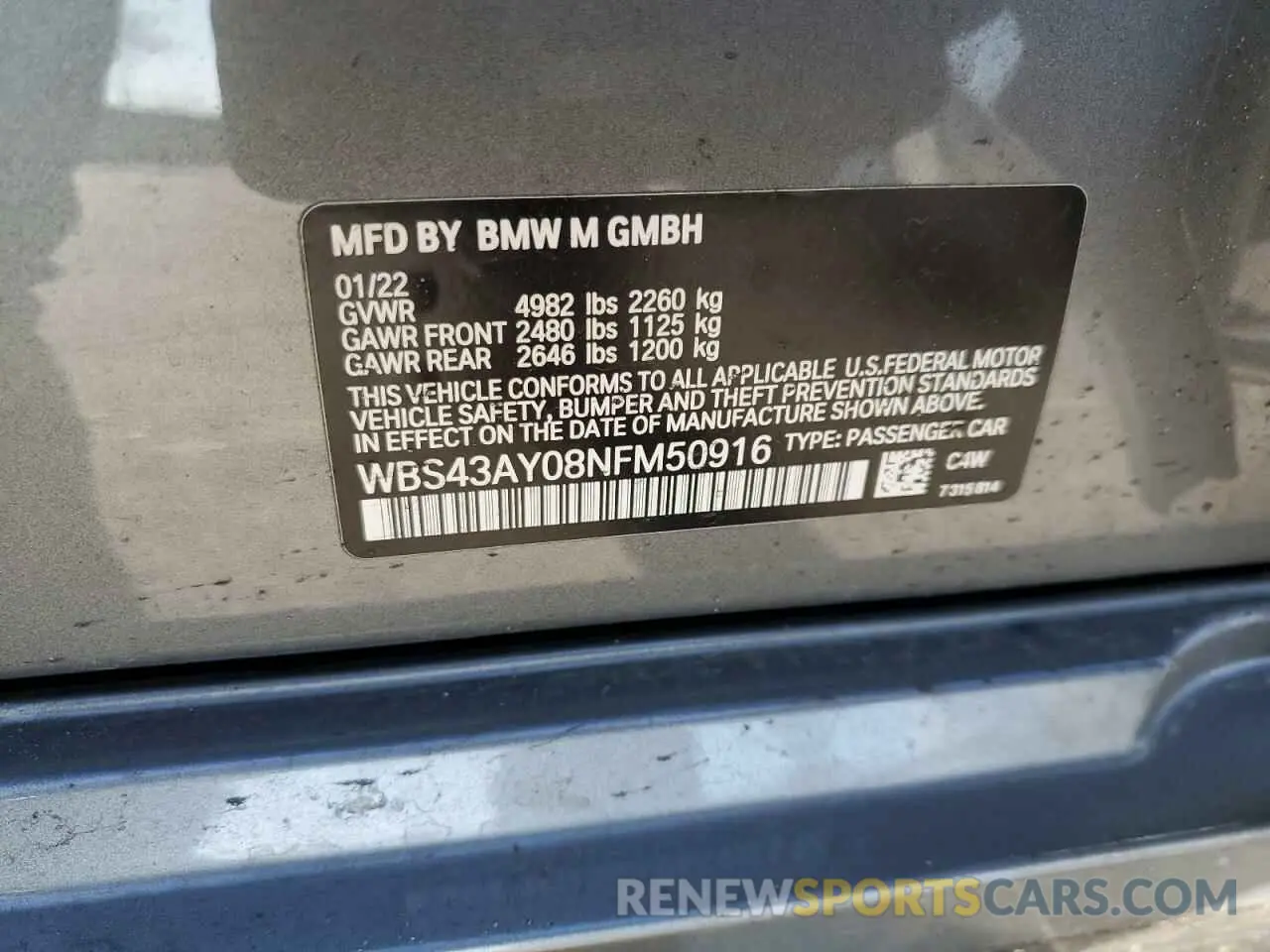 14 Photograph of a damaged car WBS43AY08NFM50916 BMW M3 2022