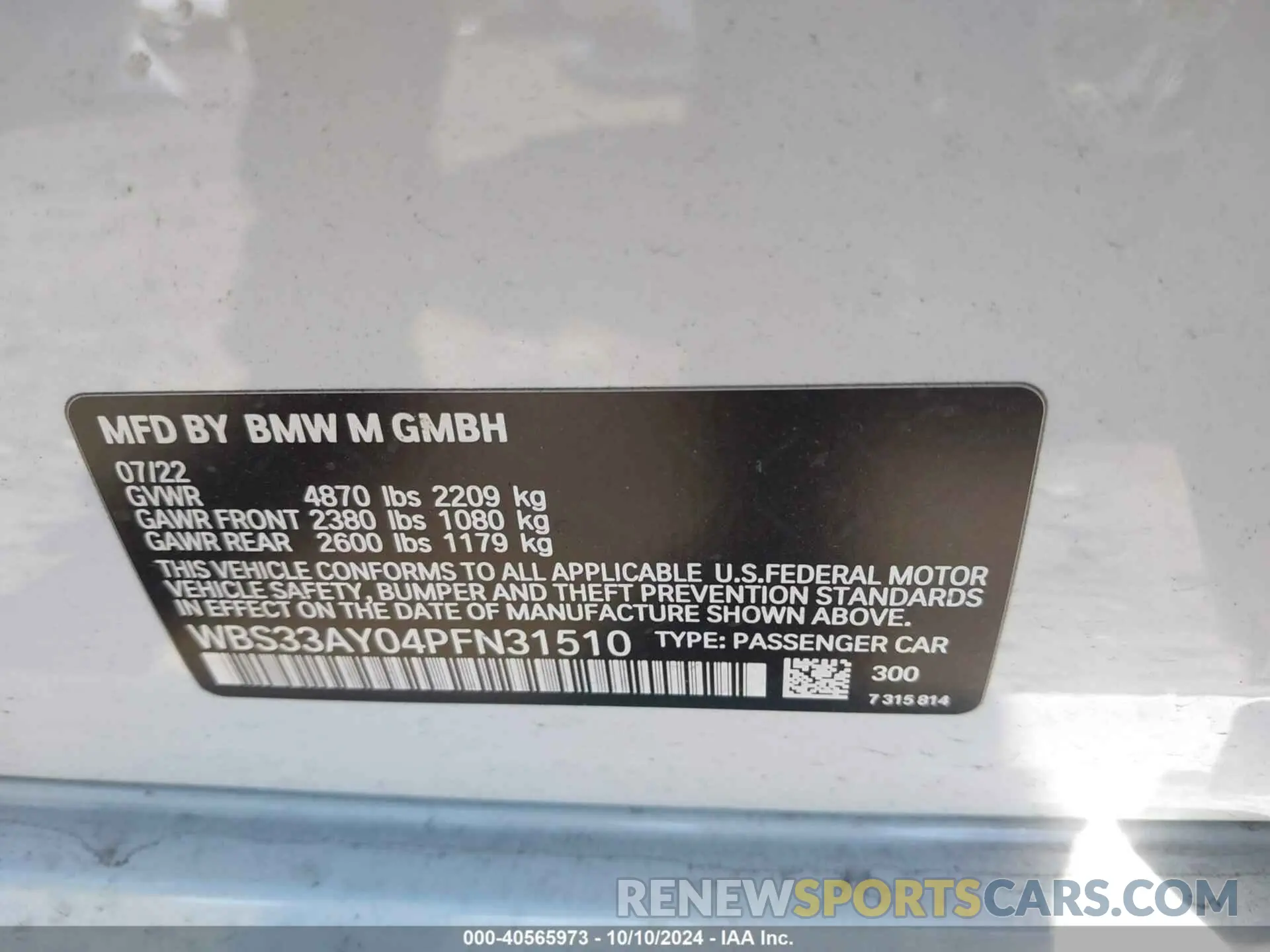 9 Photograph of a damaged car WBS33AY04PFN31510 BMW M3 2023