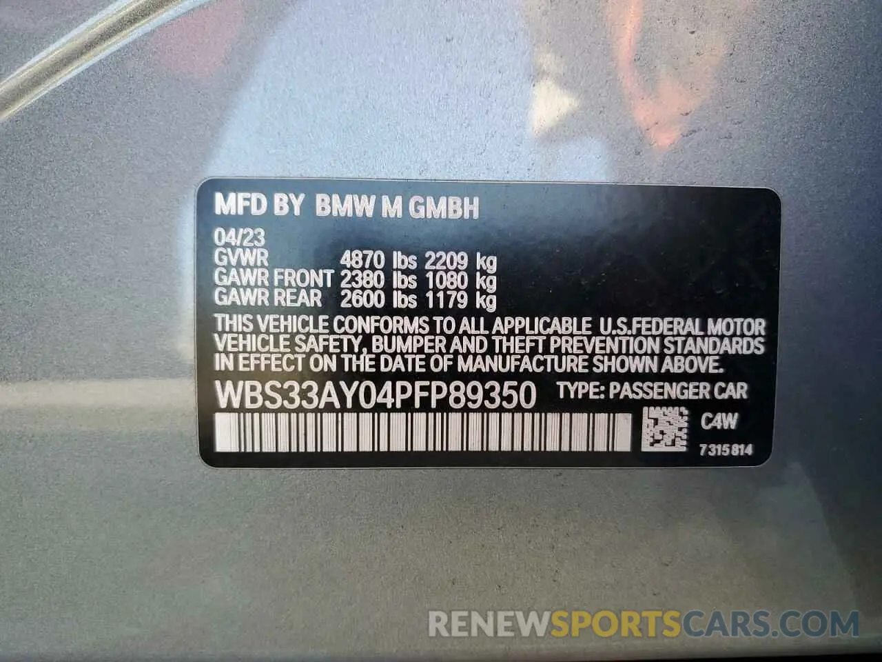 13 Photograph of a damaged car WBS33AY04PFP89350 BMW M3 2023
