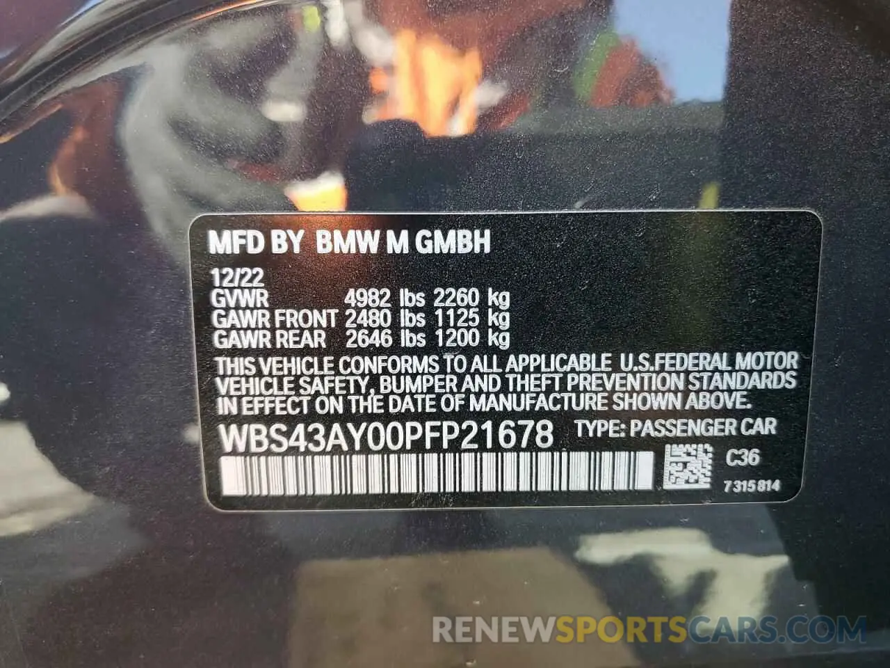 12 Photograph of a damaged car WBS43AY00PFP21678 BMW M3 2023