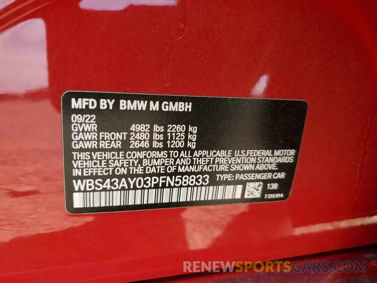 13 Photograph of a damaged car WBS43AY03PFN58833 BMW M3 2023