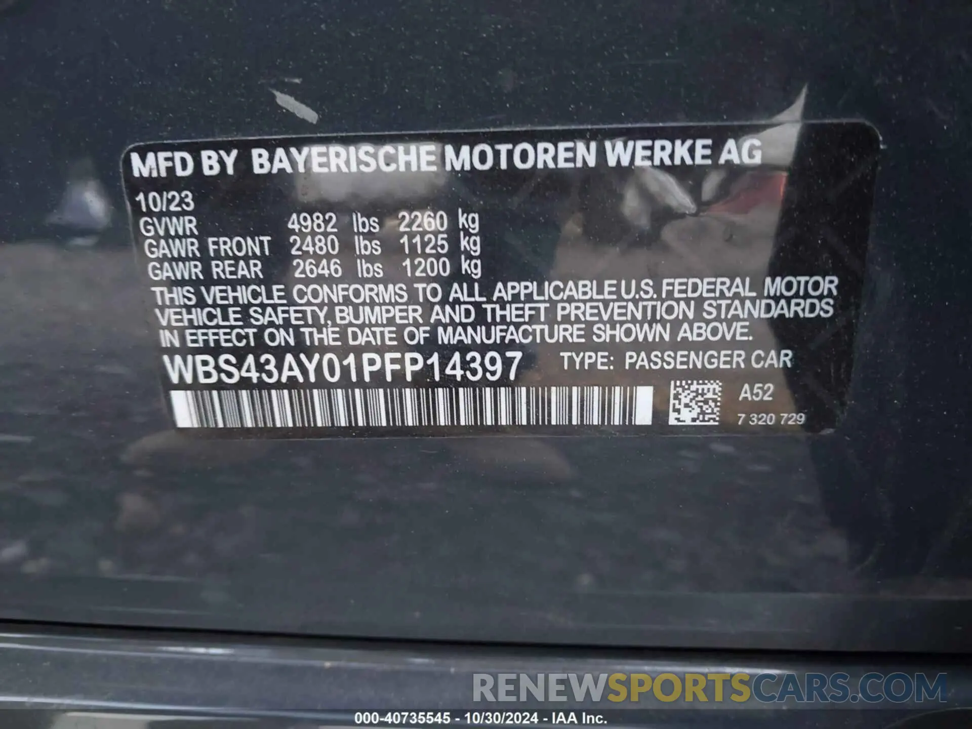 9 Photograph of a damaged car WBS43AY07PFN91690 BMW M3 2023