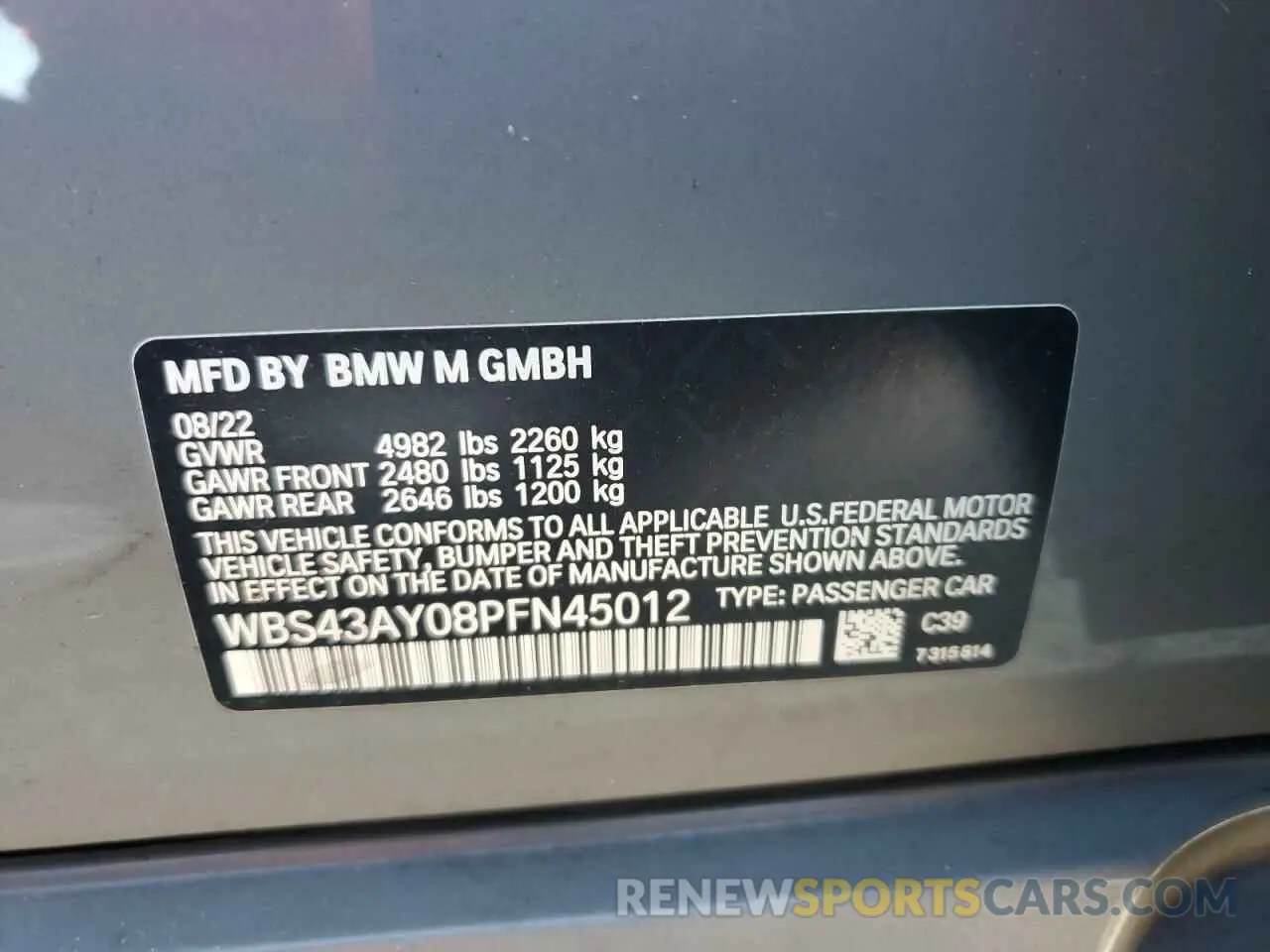 12 Photograph of a damaged car WBS43AY08PFN45012 BMW M3 2023