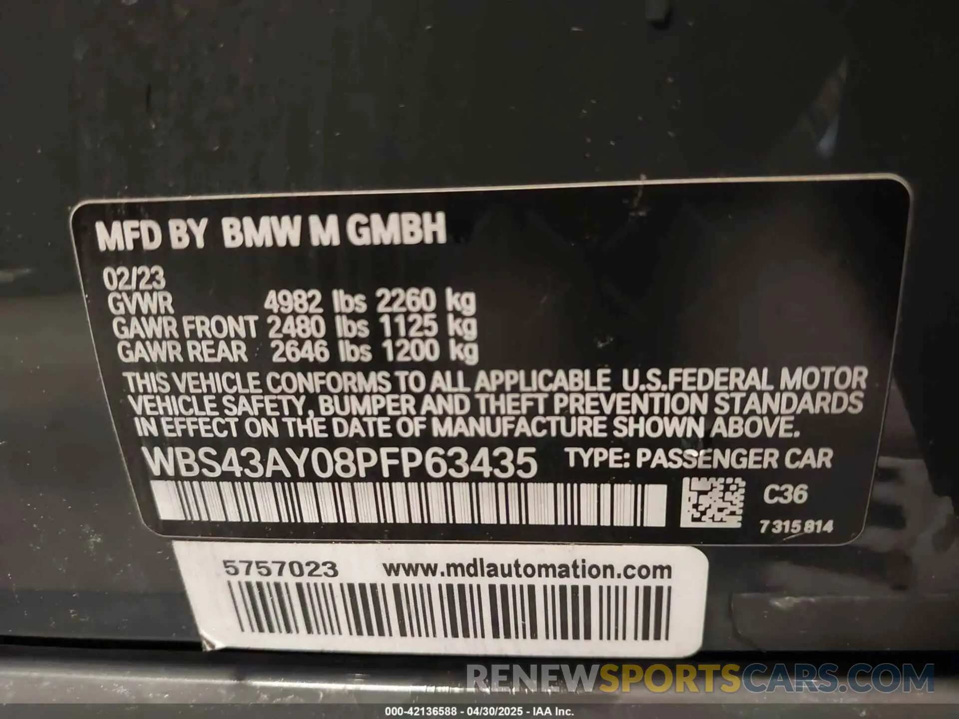 9 Photograph of a damaged car WBS43AY08PFP63435 BMW M3 2023