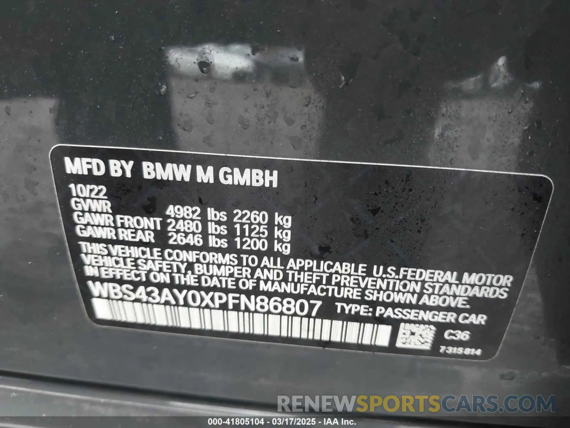 9 Photograph of a damaged car WBS43AY0XPFN86807 BMW M3 2023