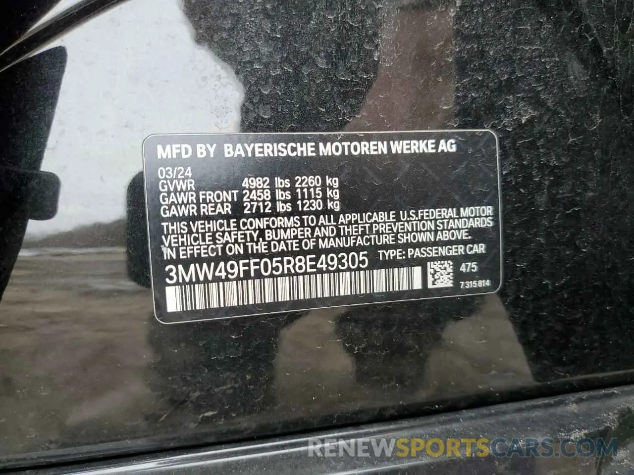 14 Photograph of a damaged car 3MW49FF05R8E49305 BMW M3 2024