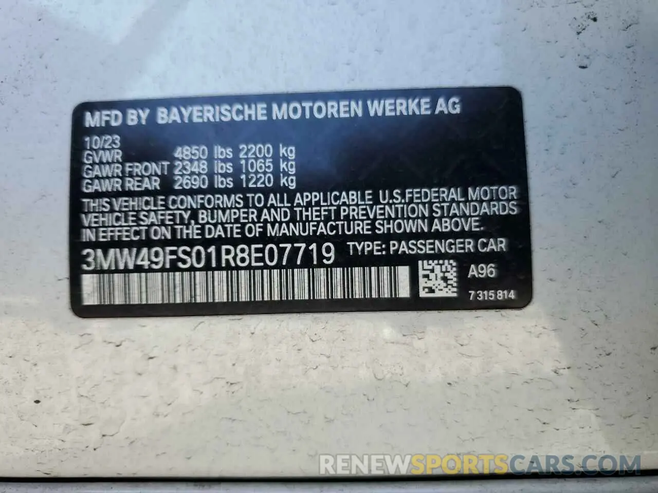12 Photograph of a damaged car 3MW49FS01R8E07719 BMW M3 2024