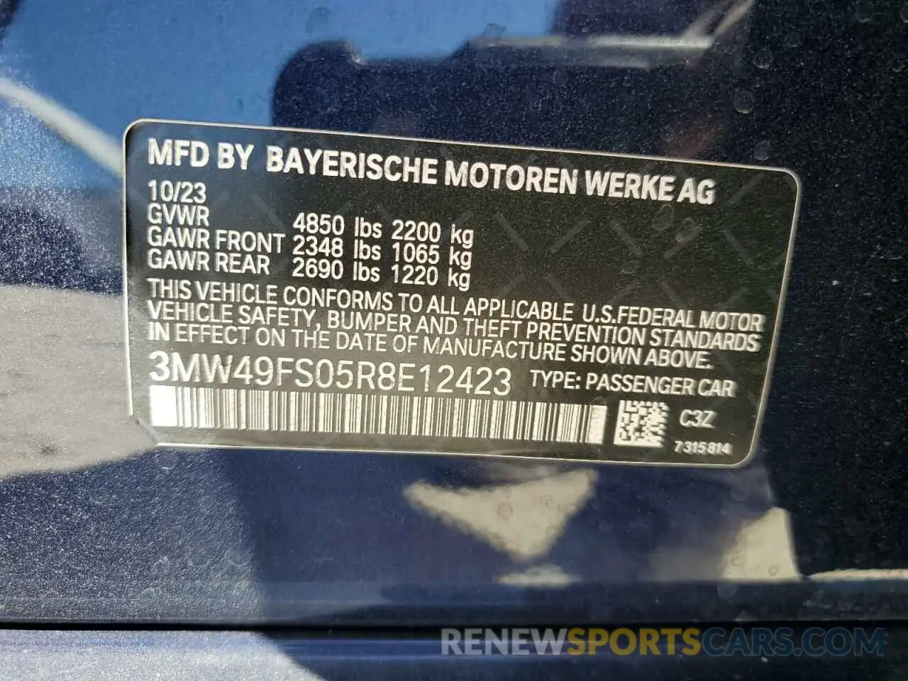 14 Photograph of a damaged car 3MW49FS05R8E12423 BMW M3 2024