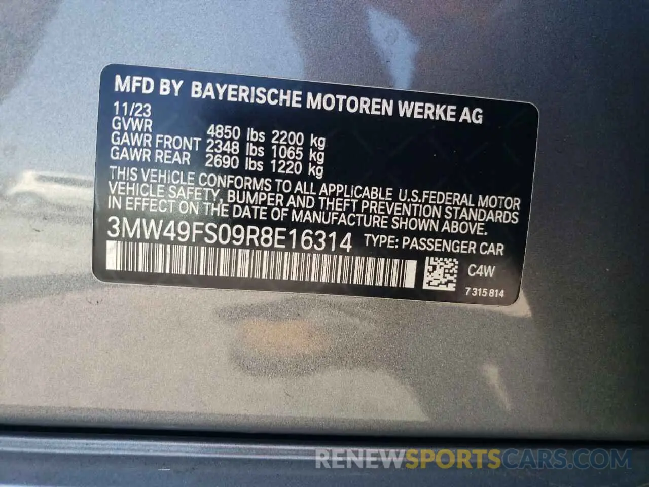 12 Photograph of a damaged car 3MW49FS09R8E16314 BMW M3 2024