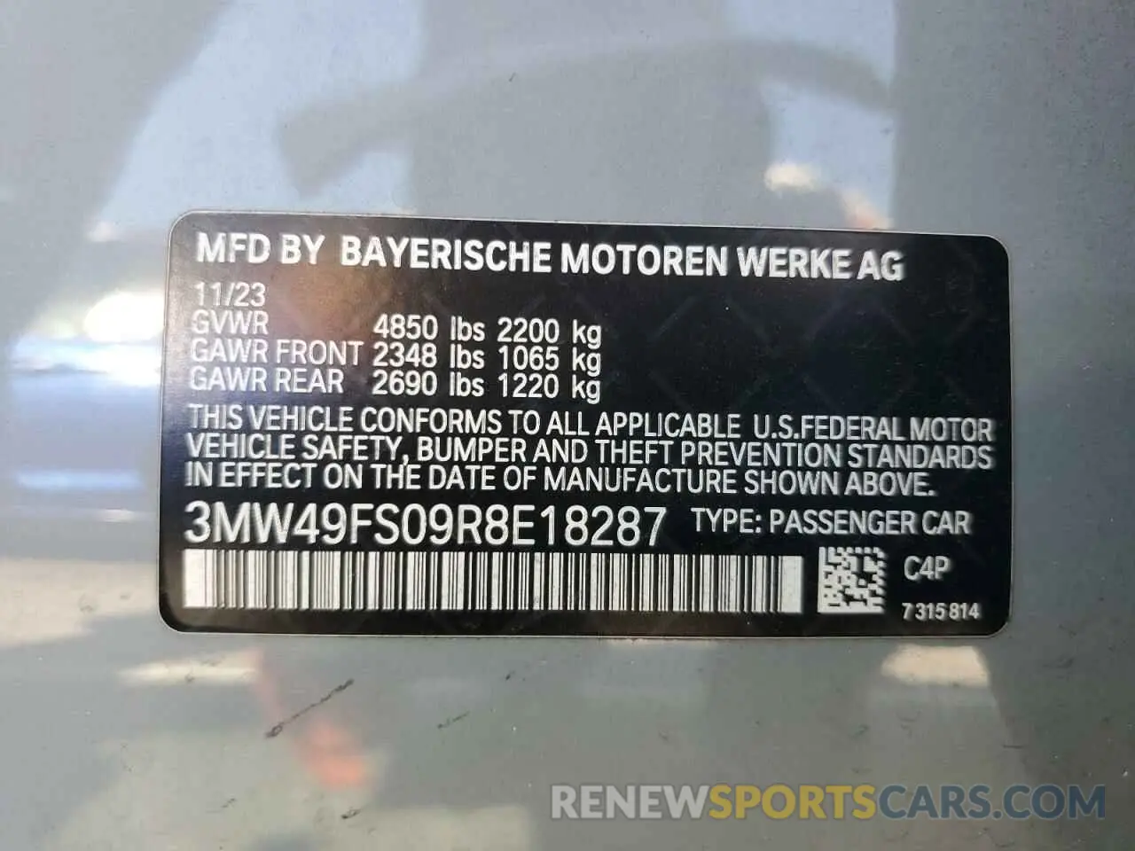 12 Photograph of a damaged car 3MW49FS09R8E18287 BMW M3 2024