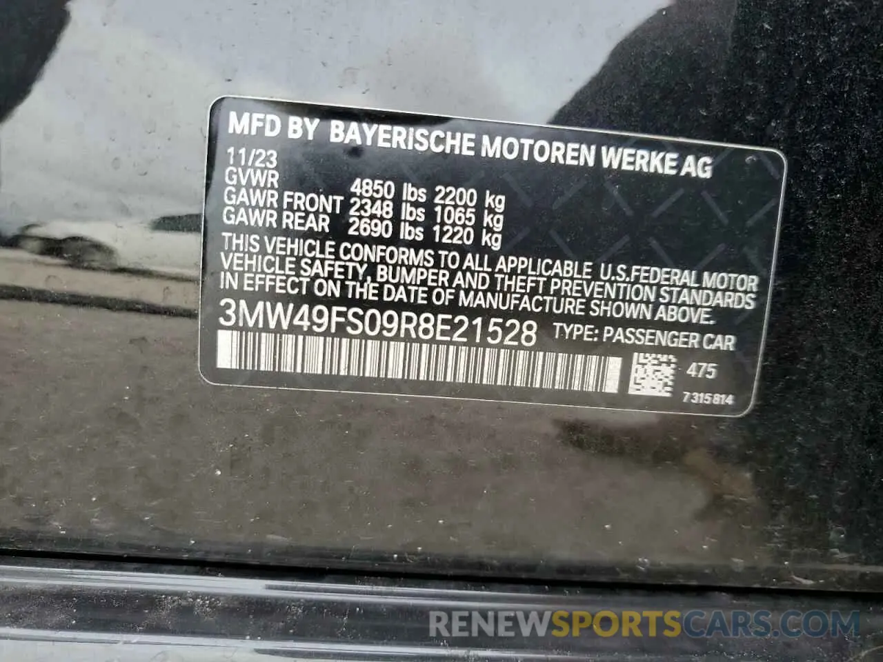 12 Photograph of a damaged car 3MW49FS09R8E21528 BMW M3 2024