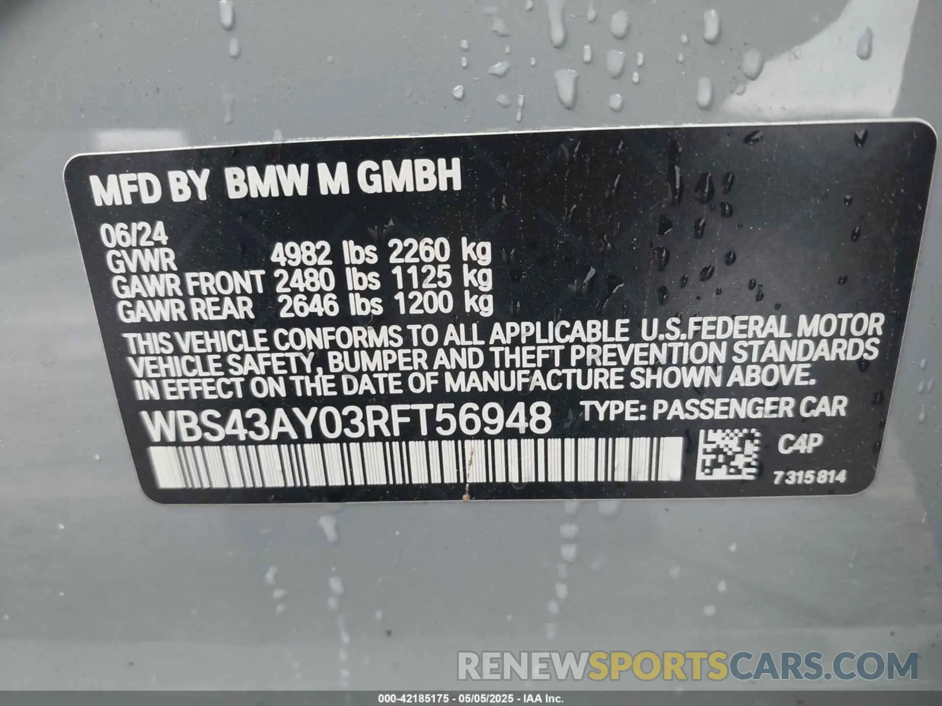 9 Photograph of a damaged car WBS43AY03RFT56948 BMW M3 2024
