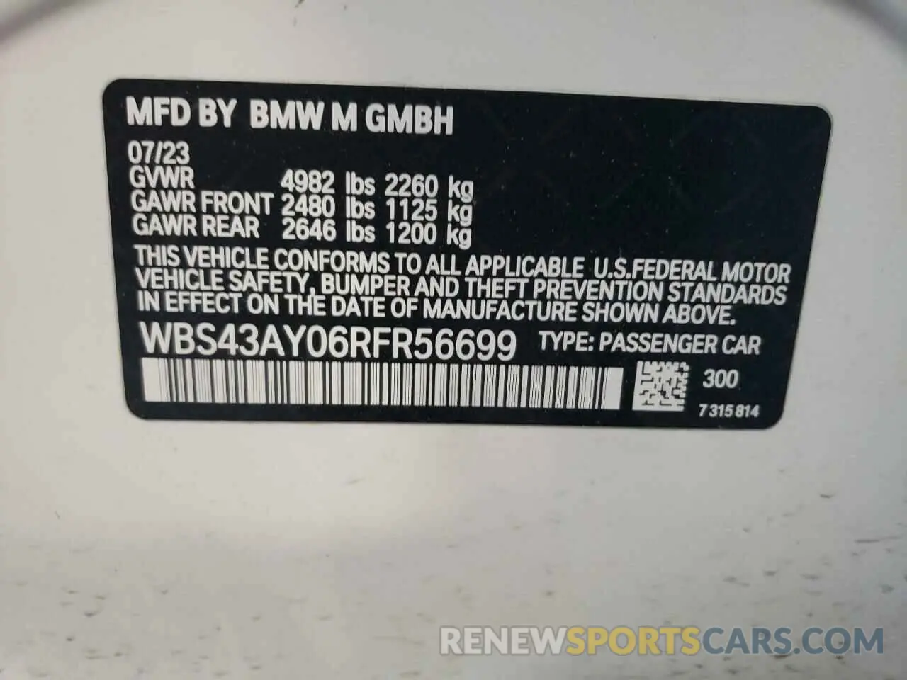 12 Photograph of a damaged car WBS43AY06RFR56699 BMW M3 2024