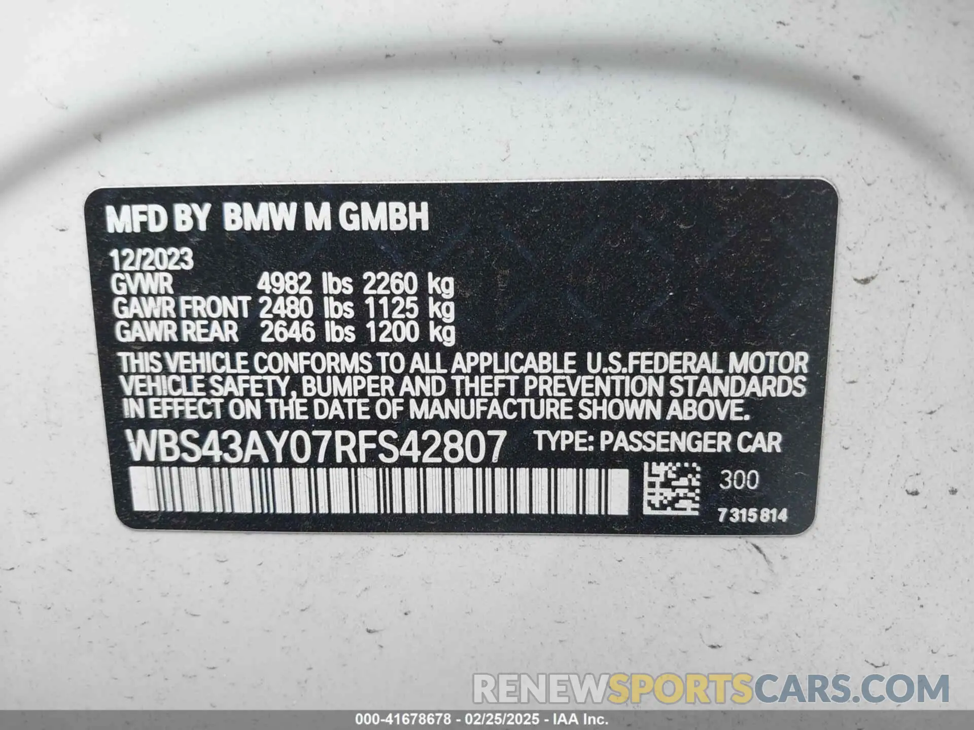 9 Photograph of a damaged car WBS43AY07RFS42807 BMW M3 2024