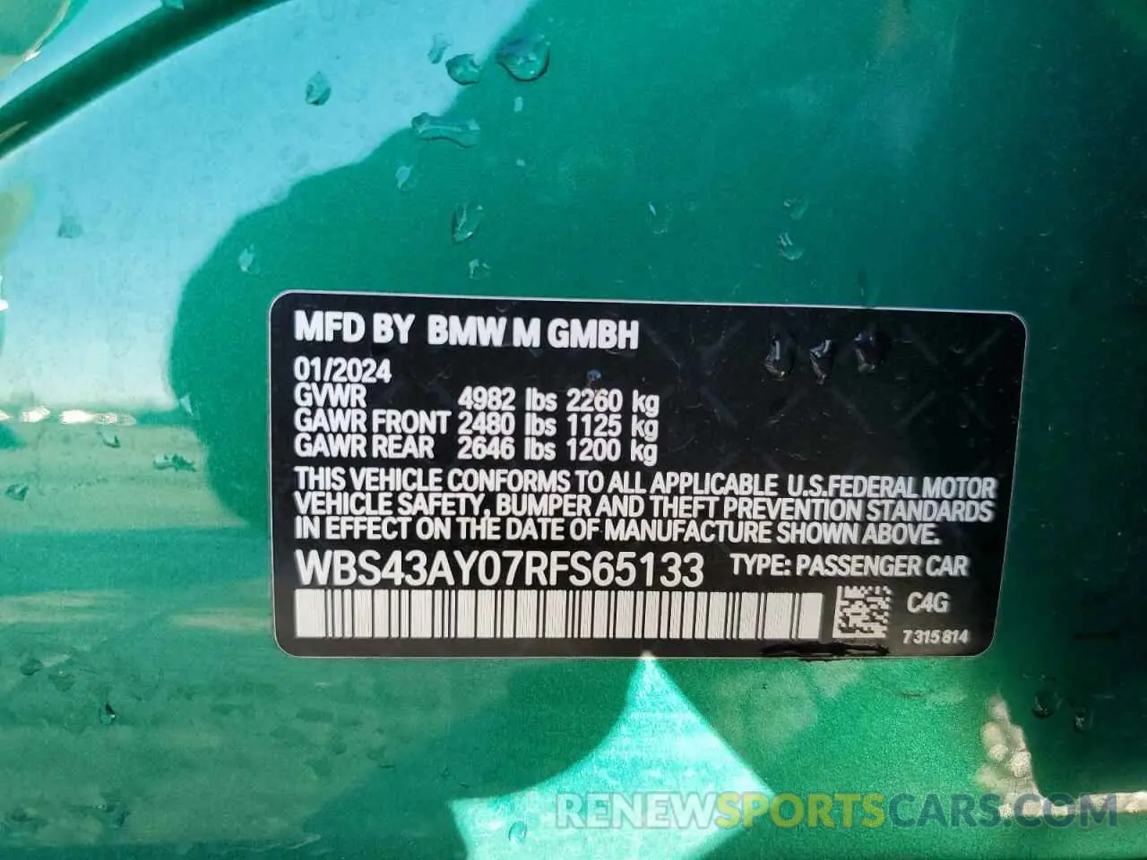 13 Photograph of a damaged car WBS43AY07RFS65133 BMW M3 2024