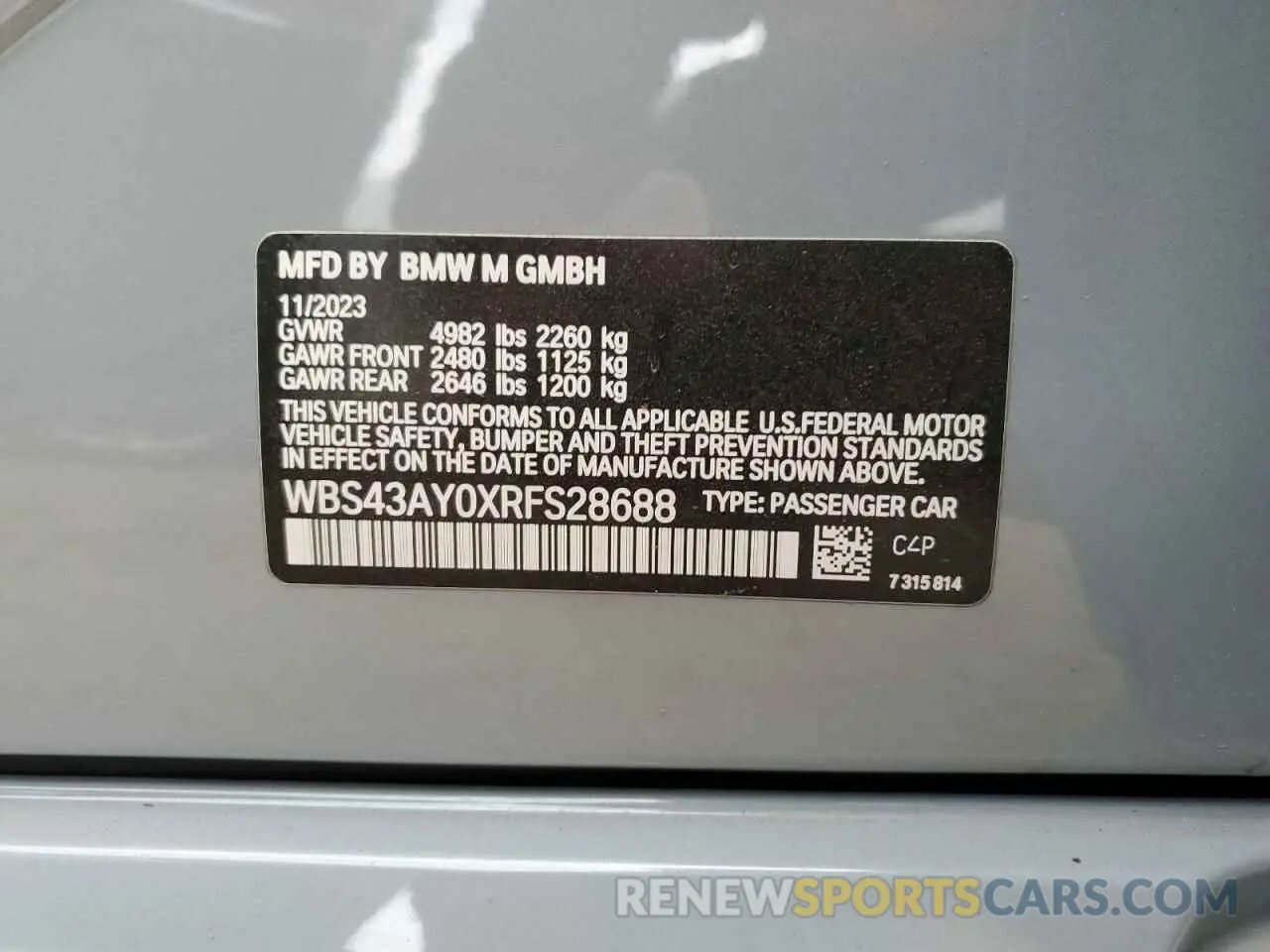 13 Photograph of a damaged car WBS43AY0XRFS28688 BMW M3 2024