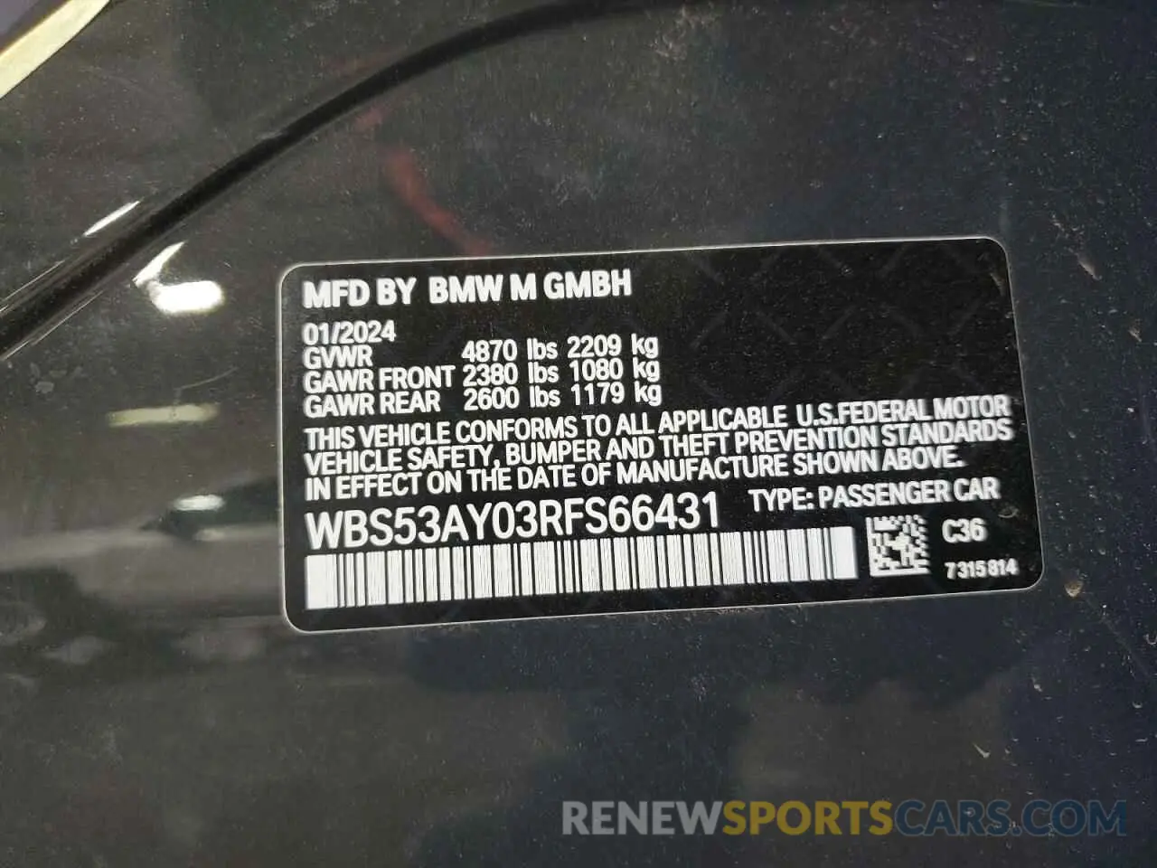 12 Photograph of a damaged car WBS53AY03RFS66431 BMW M3 2024