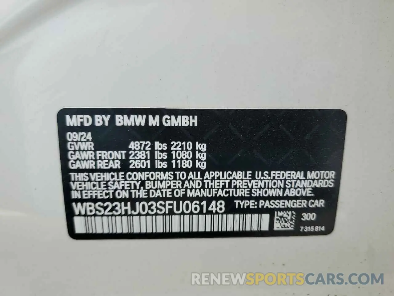 13 Photograph of a damaged car WBS23HJ03SFU06148 BMW M3 2025