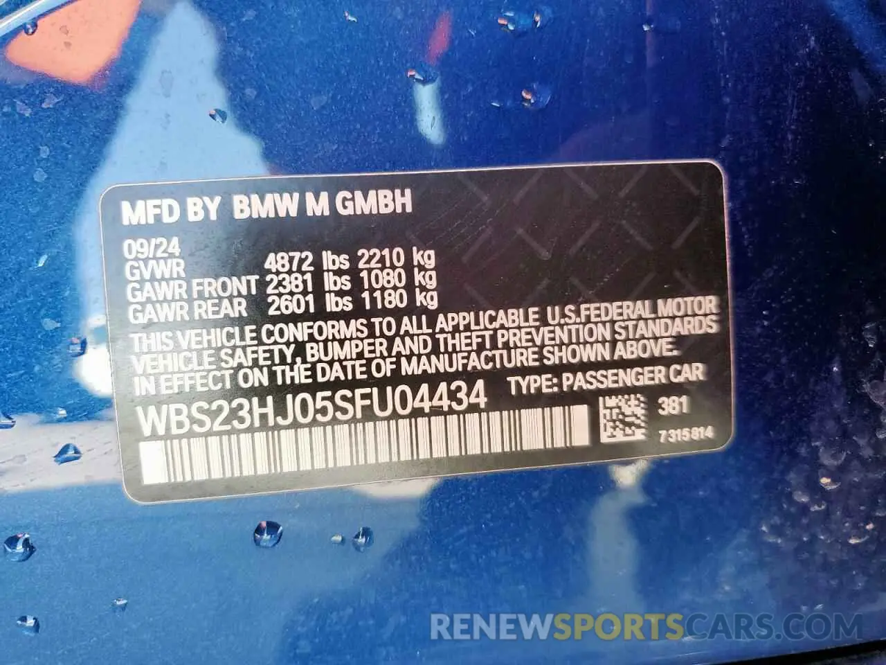 13 Photograph of a damaged car WBS23HJ05SFU04434 BMW M3 2025