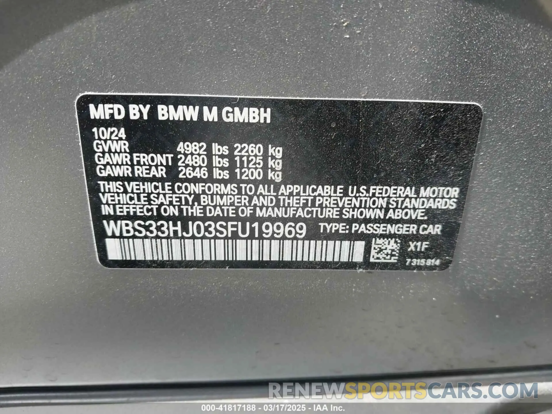 9 Photograph of a damaged car WBS33HJ03SFU19969 BMW M3 2025