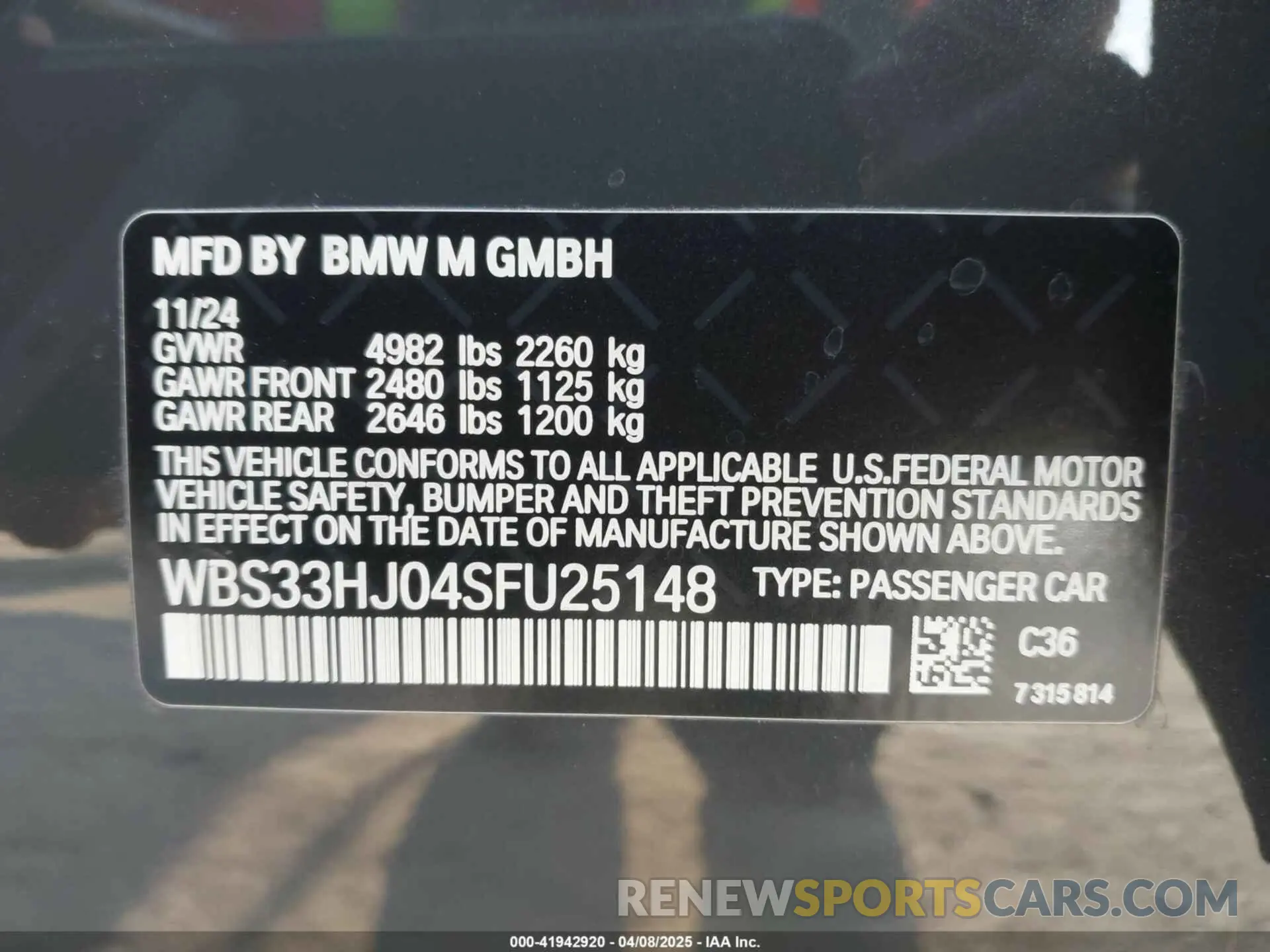 9 Photograph of a damaged car WBS33HJ04SFU25148 BMW M3 2025
