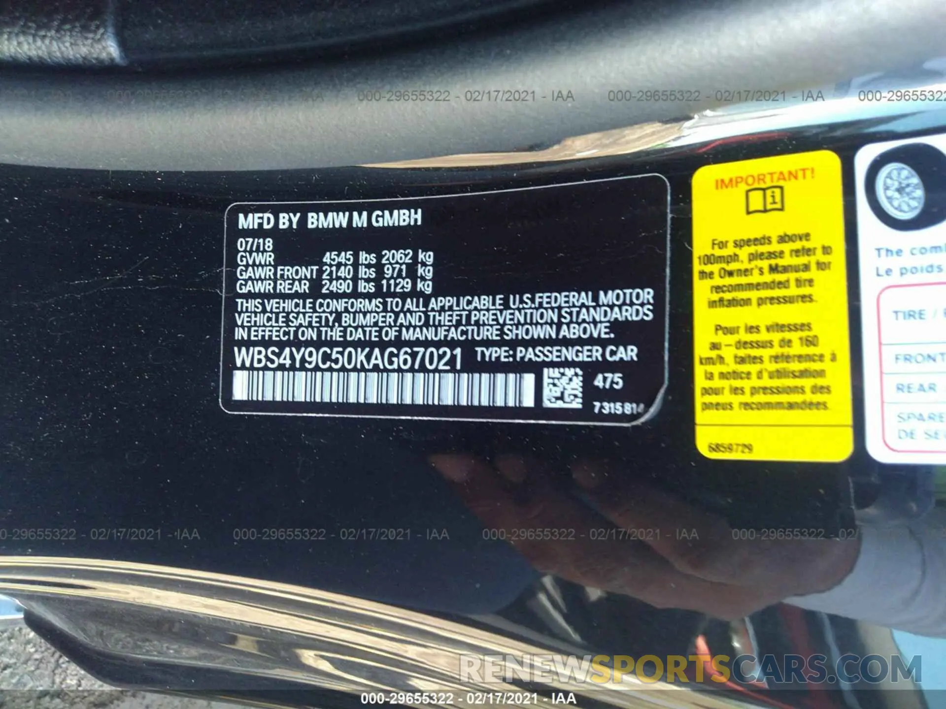 9 Photograph of a damaged car WBS4Y9C50KAG67021 BMW M4 2019