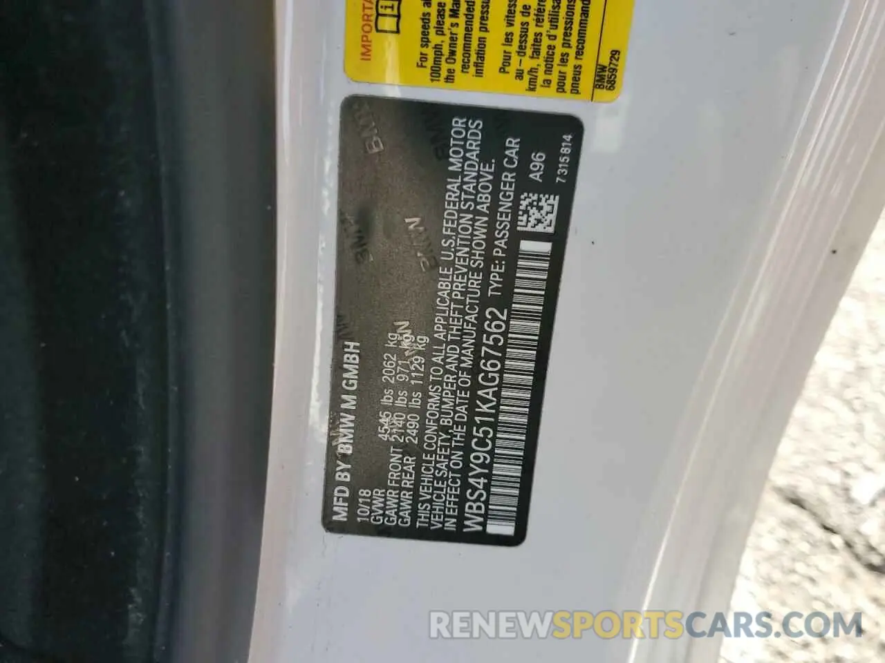 12 Photograph of a damaged car WBS4Y9C51KAG67562 BMW M4 2019