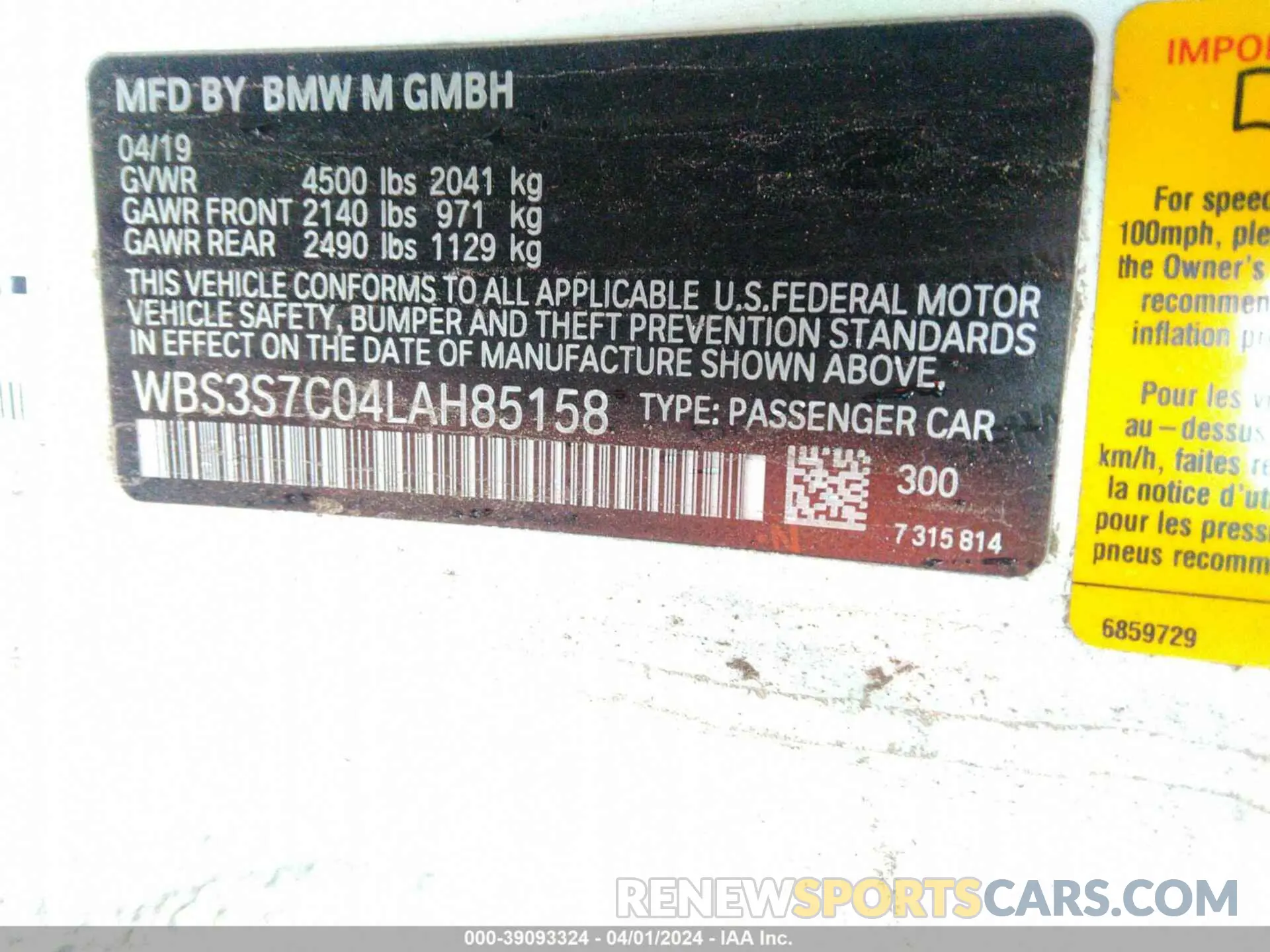 9 Photograph of a damaged car WBS3S7C04LAH85158 BMW M4 2020