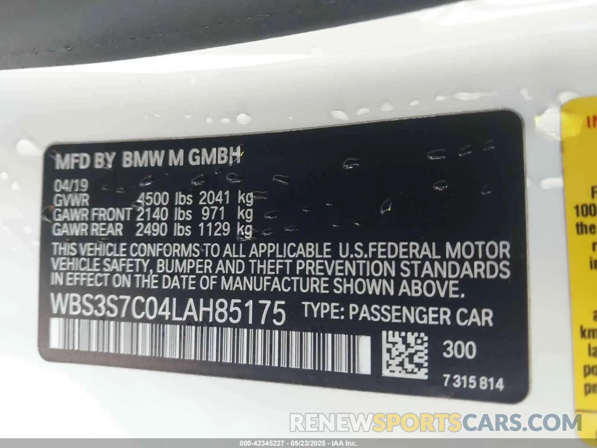 9 Photograph of a damaged car WBS3S7C04LAH85175 BMW M4 2020