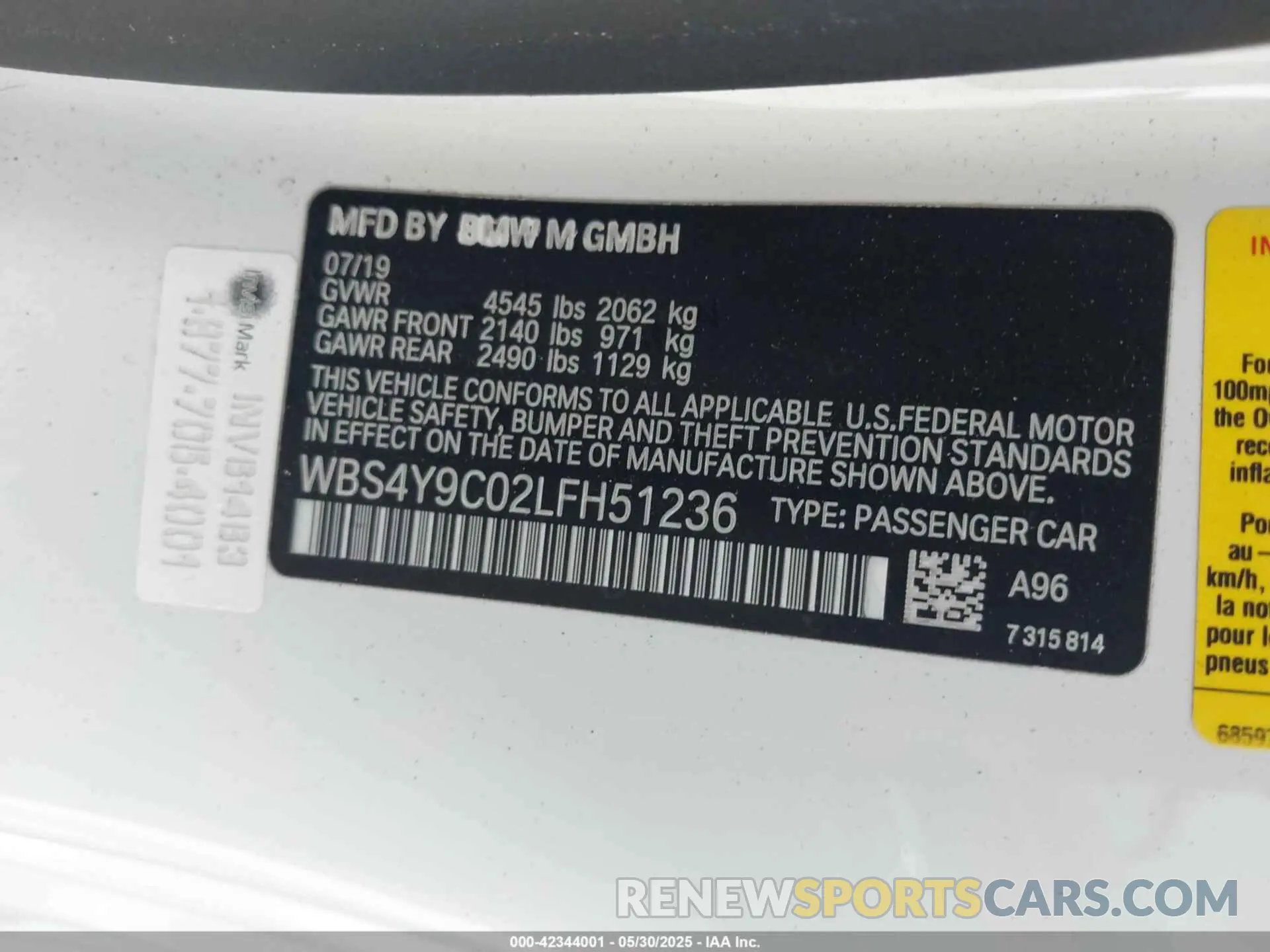 9 Photograph of a damaged car WBS4Y9C02LFH51236 BMW M4 2020