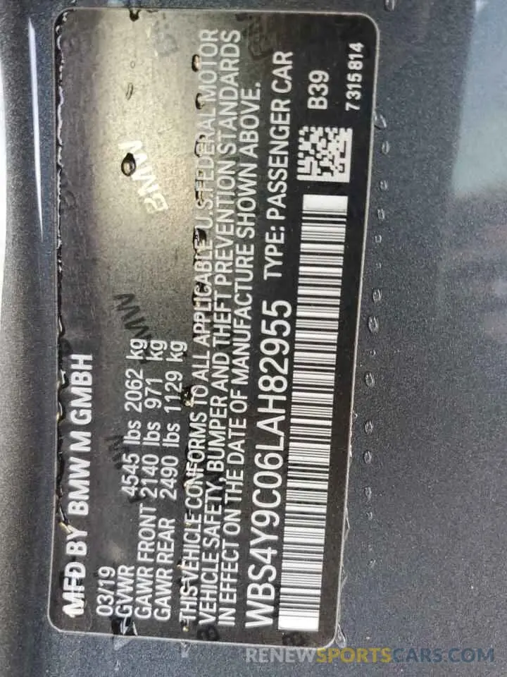 13 Photograph of a damaged car WBS4Y9C06LAH82955 BMW M4 2020