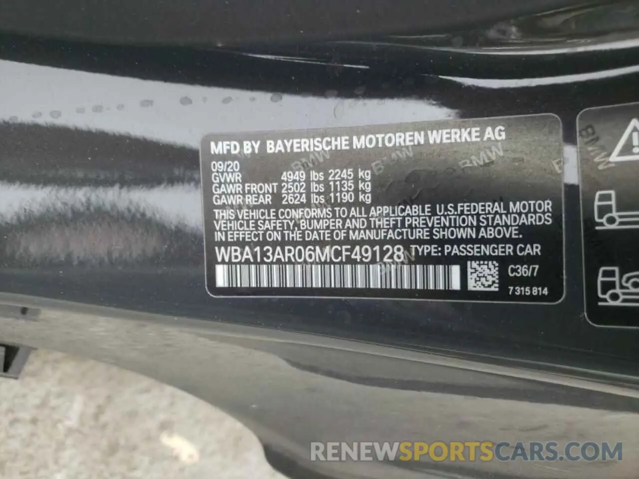 10 Photograph of a damaged car WBA13AR06MCF49128 BMW M4 2021