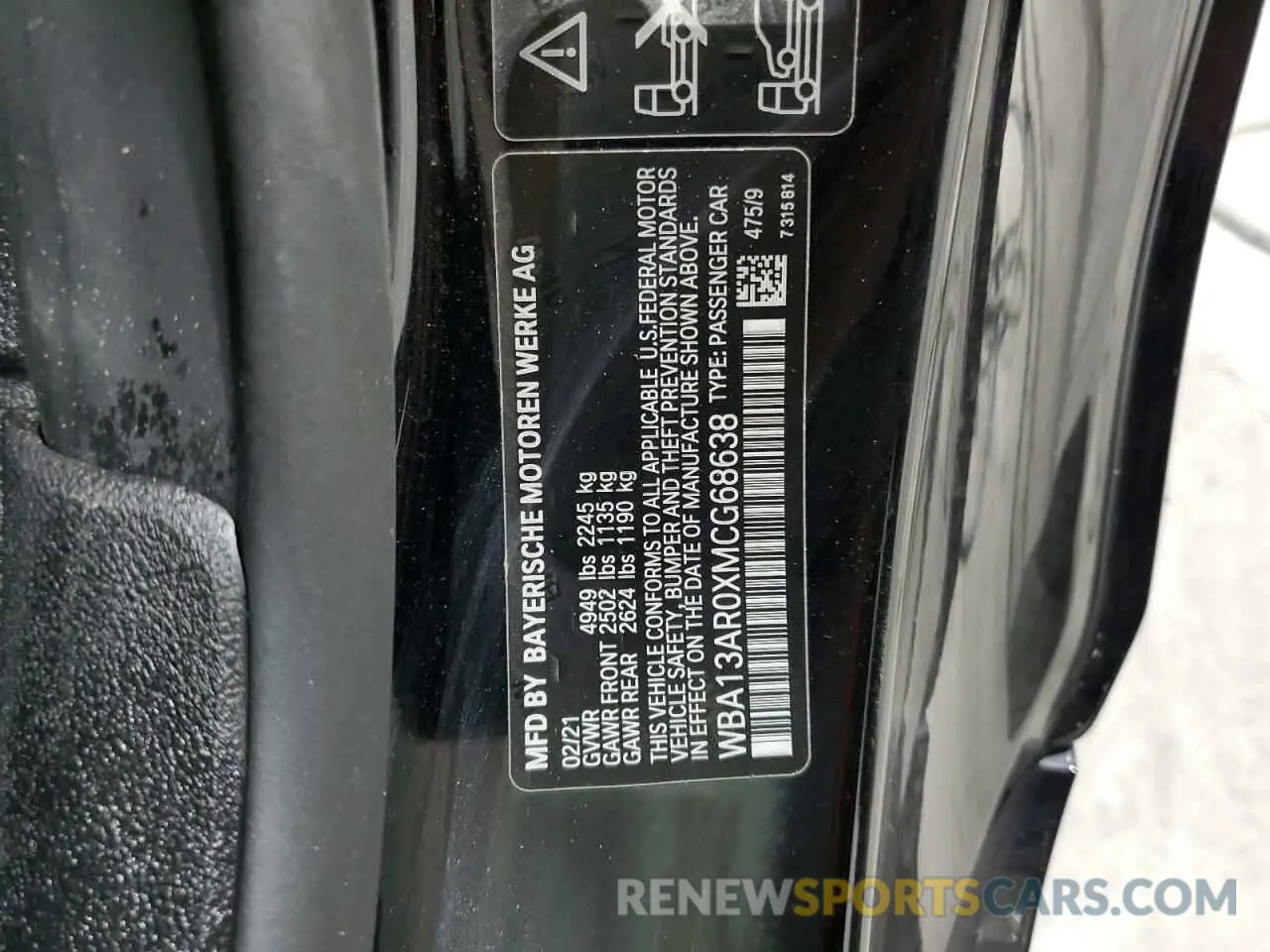 12 Photograph of a damaged car WBA13AR0XMCG68638 BMW M4 2021