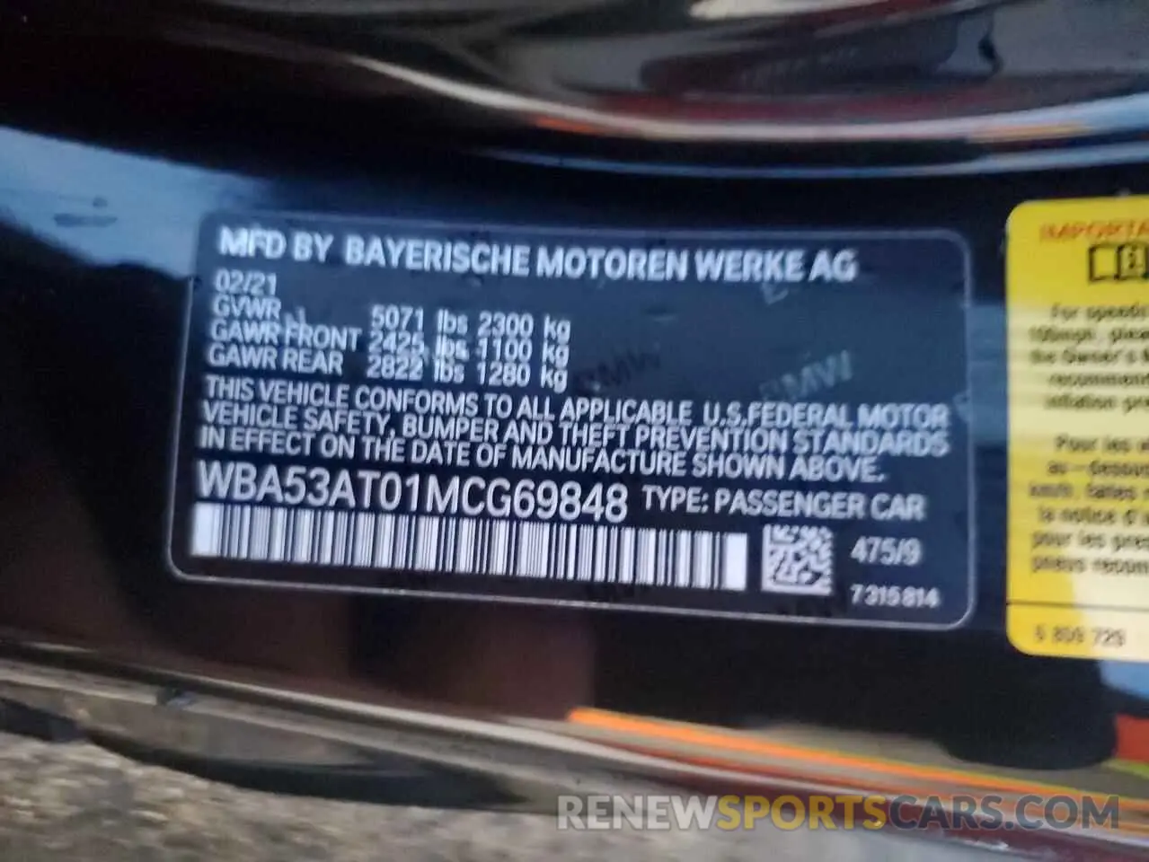 13 Photograph of a damaged car WBA53AT01MCG69848 BMW M4 2021