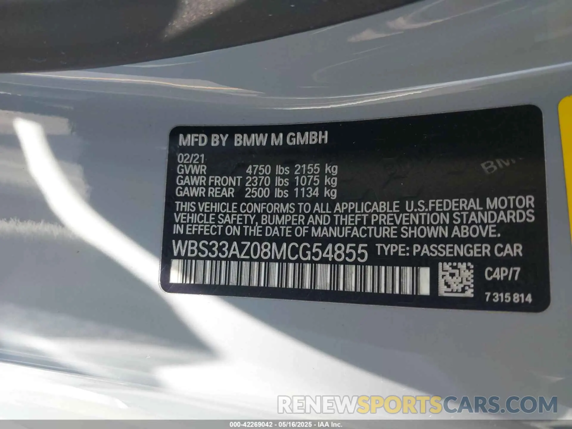 9 Photograph of a damaged car WBS33AZ08MCG54855 BMW M4 2021
