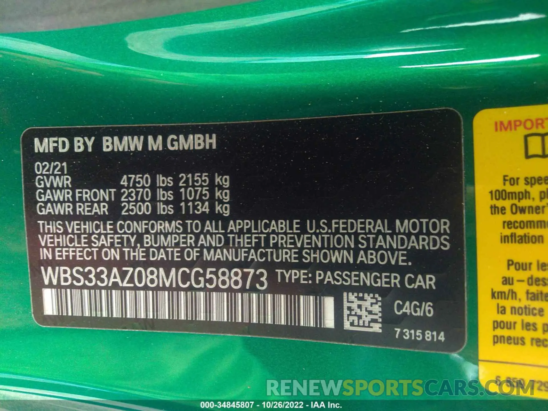 9 Photograph of a damaged car WBS33AZ08MCG58873 BMW M4 2021
