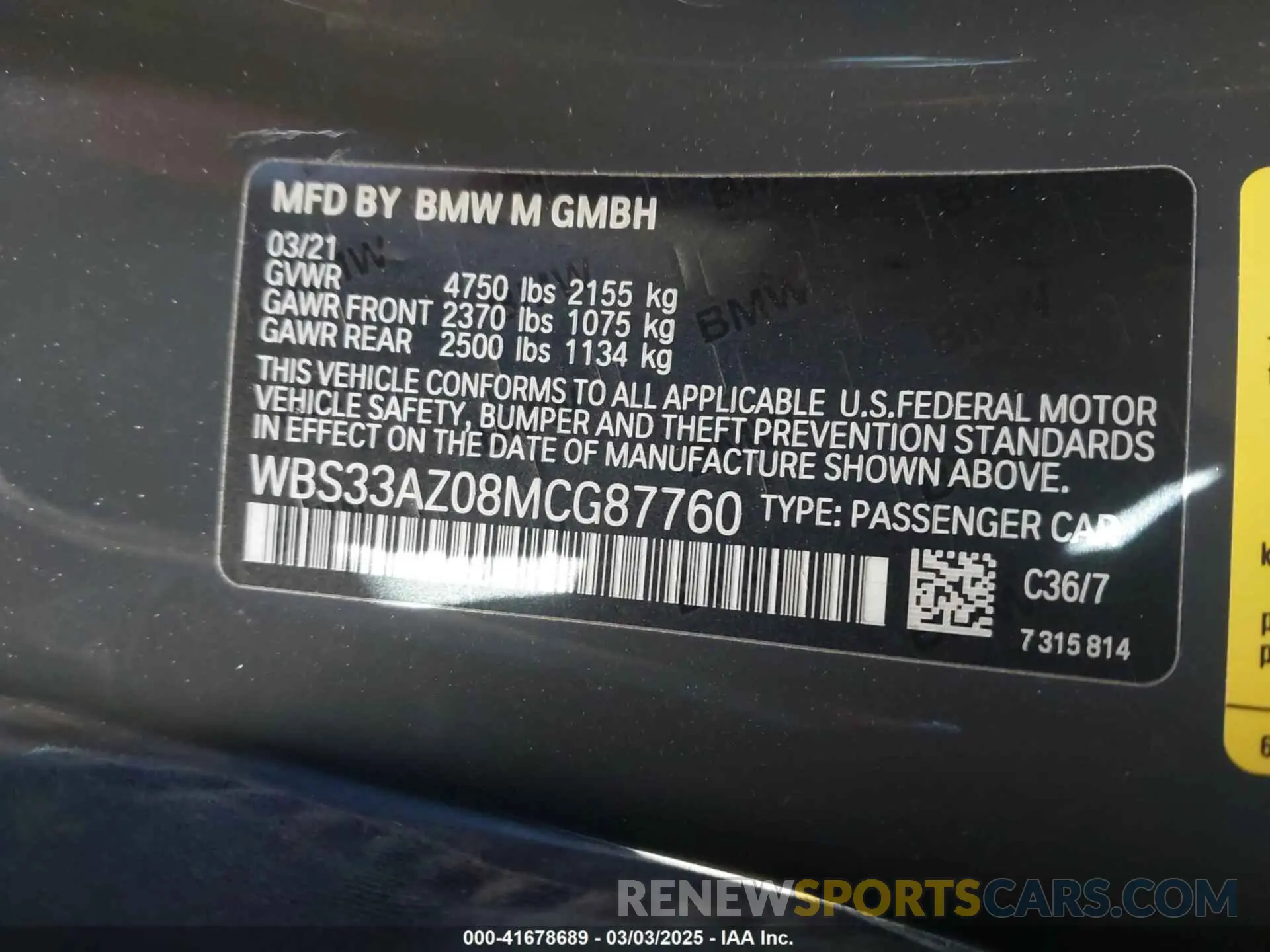 9 Photograph of a damaged car WBS33AZ08MCG87760 BMW M4 2021
