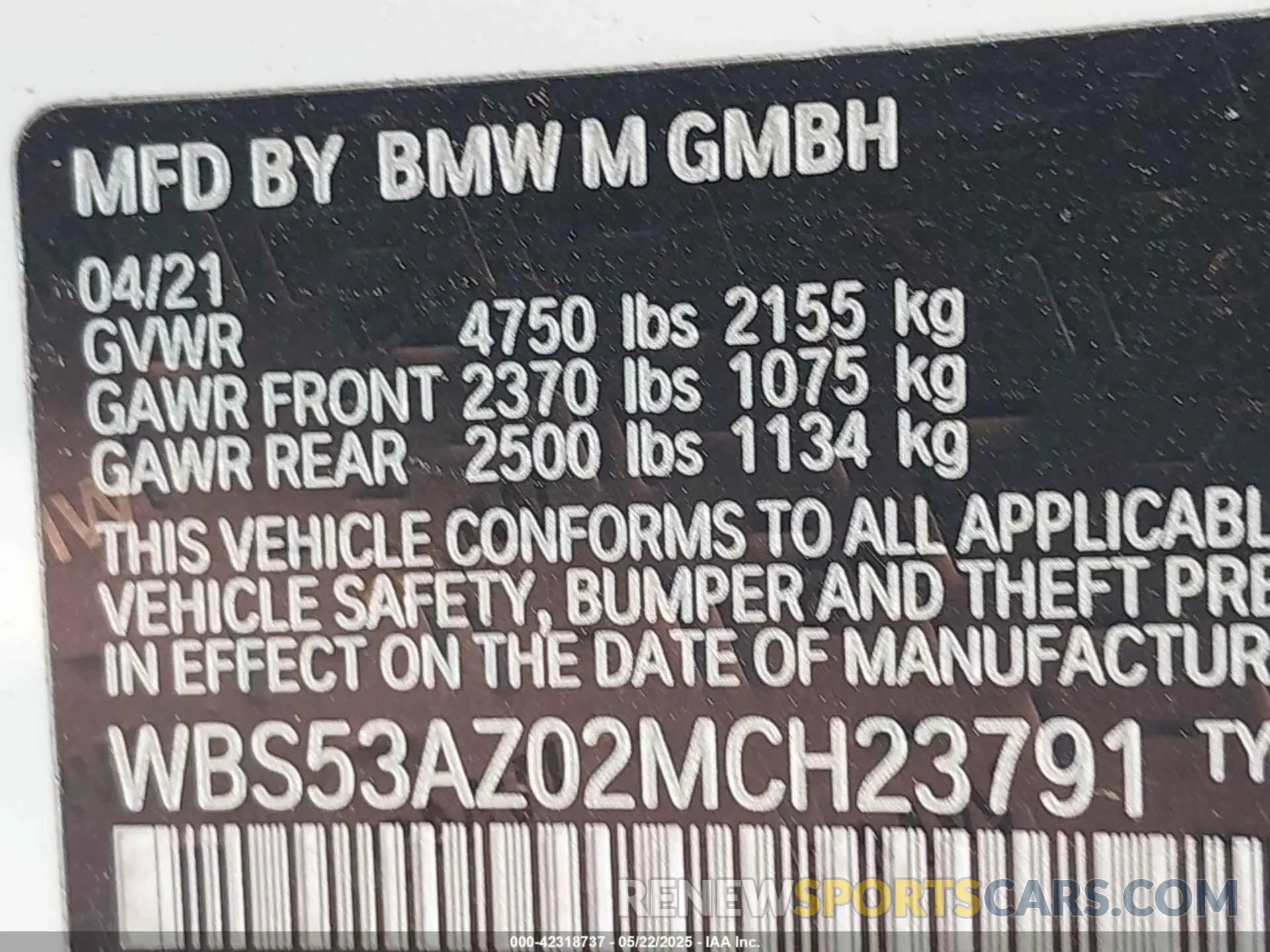 9 Photograph of a damaged car WBS53AZ02MCH23791 BMW M4 2021