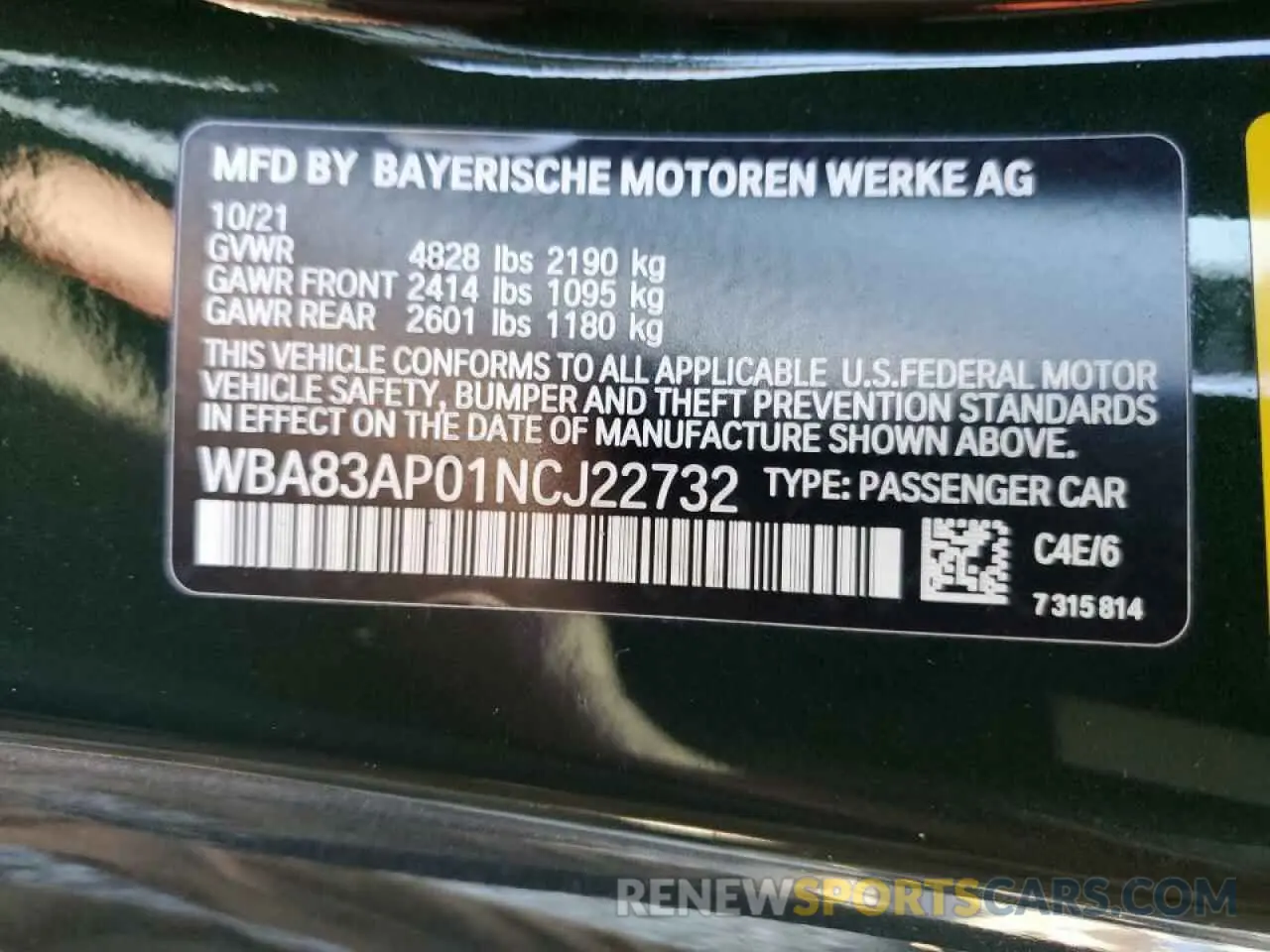10 Photograph of a damaged car WBA83AP01NCJ22732 BMW M4 2022