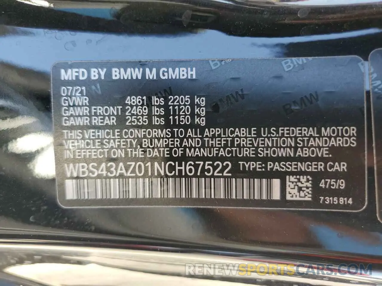13 Photograph of a damaged car WBS43AZ01NCH67522 BMW M4 2022