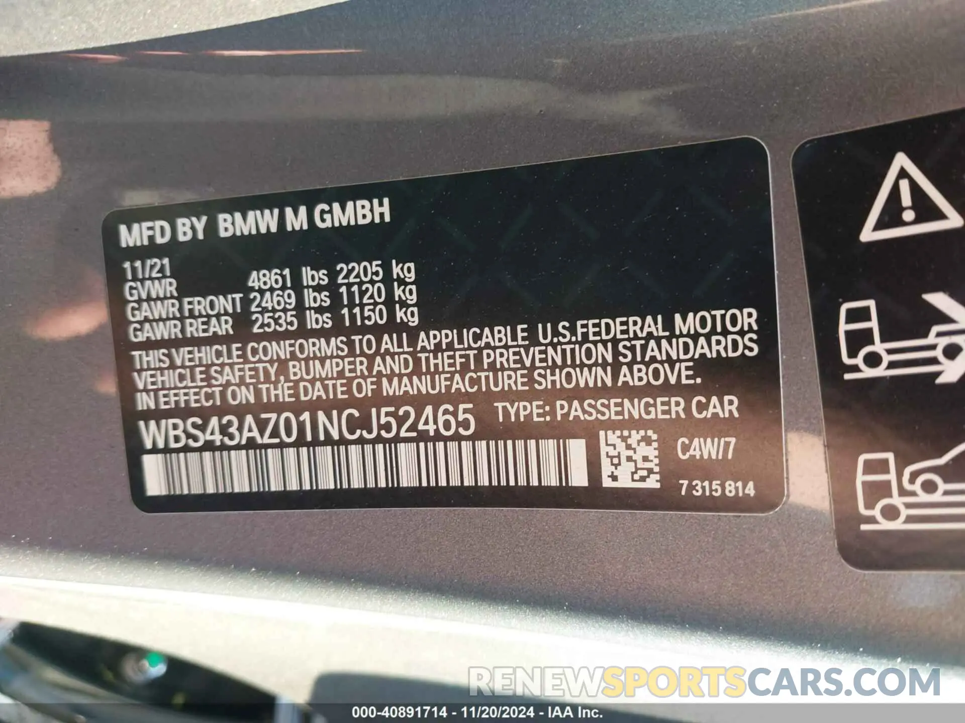 9 Photograph of a damaged car WBS43AZ01NCJ52465 BMW M4 2022