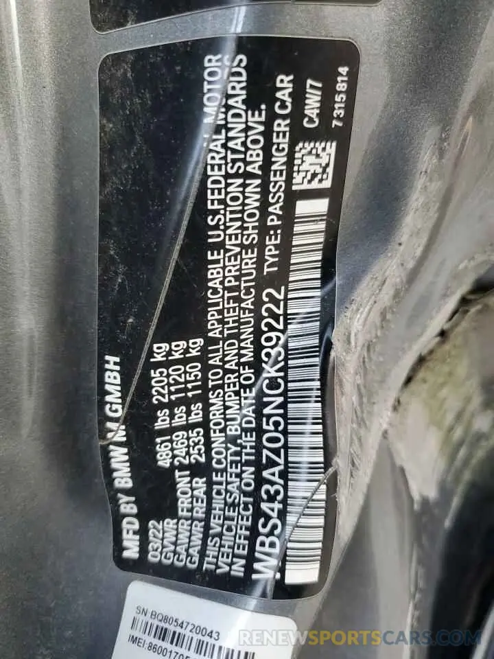 12 Photograph of a damaged car WBS43AZ05NCK39222 BMW M4 2022