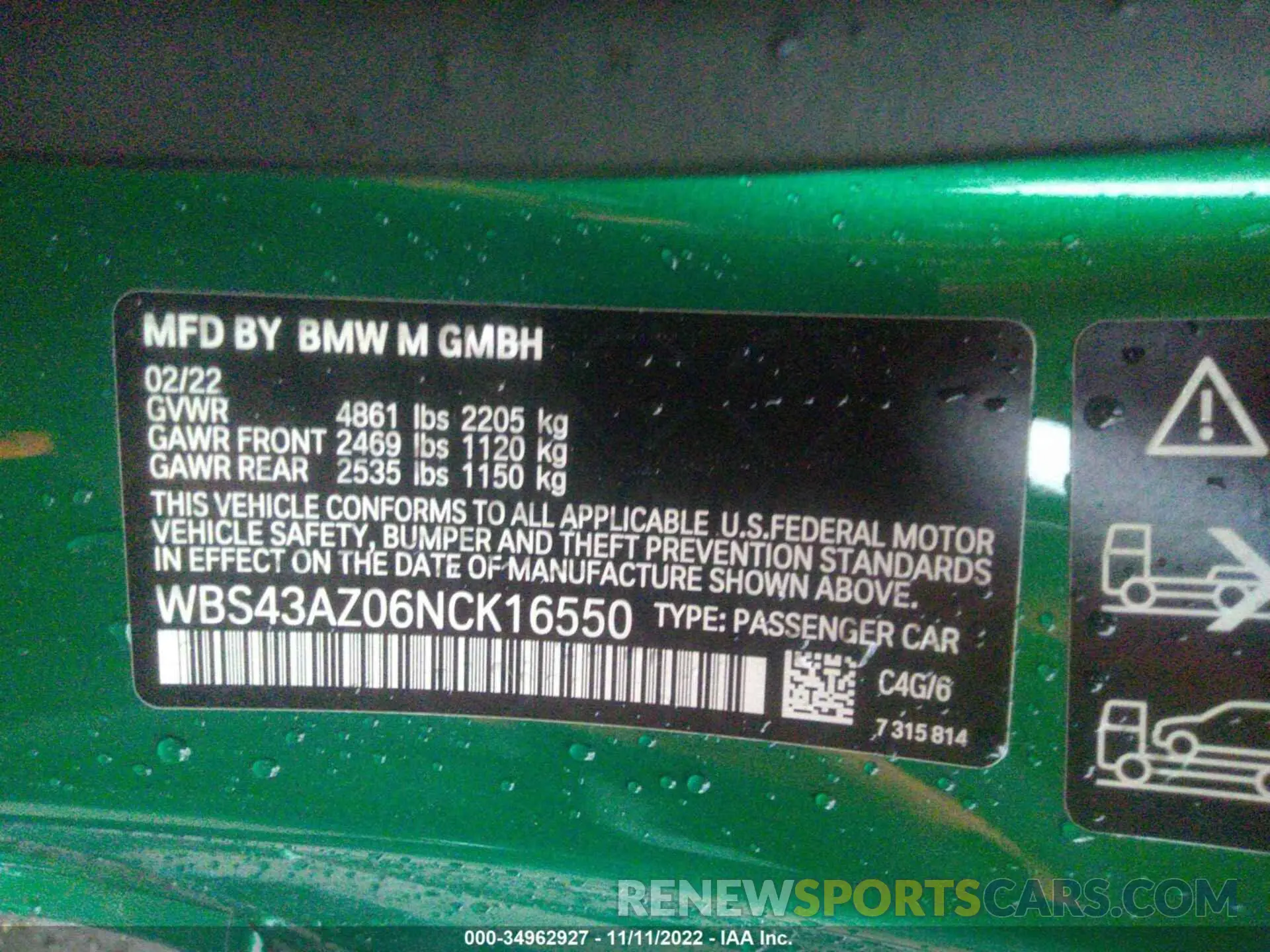 9 Photograph of a damaged car WBS43AZ06NCK16550 BMW M4 2022